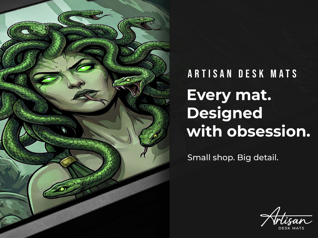 Medusa Desk Mat, Gothic Greek Mythology Mousepad, XL Neoprene Gaming