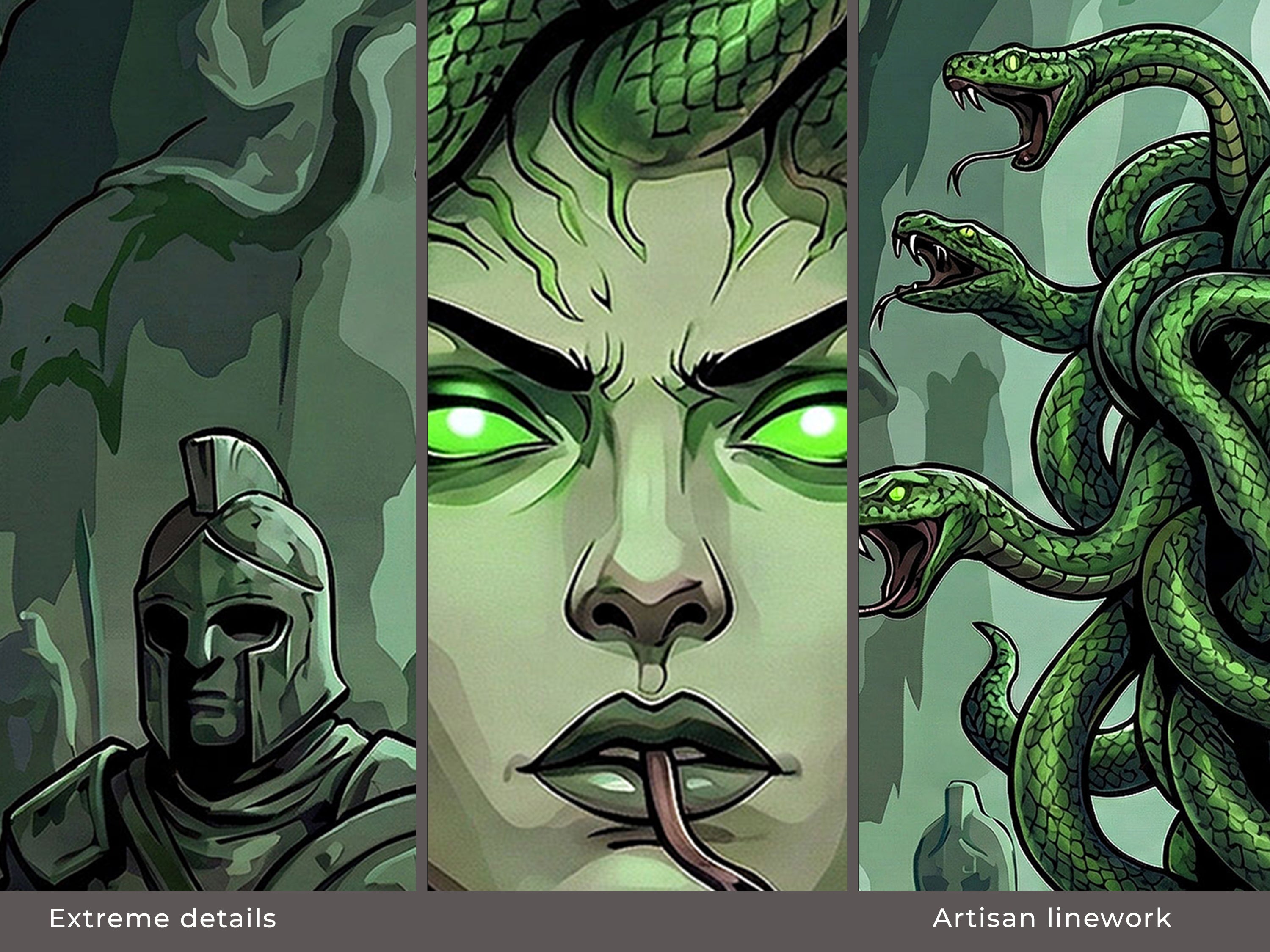 Medusa Desk Mat, Gothic Greek Mythology Mousepad, XL Neoprene Gaming