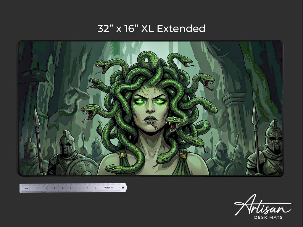 Medusa Desk Mat, Gothic Greek Mythology Mousepad, XL Neoprene Gaming