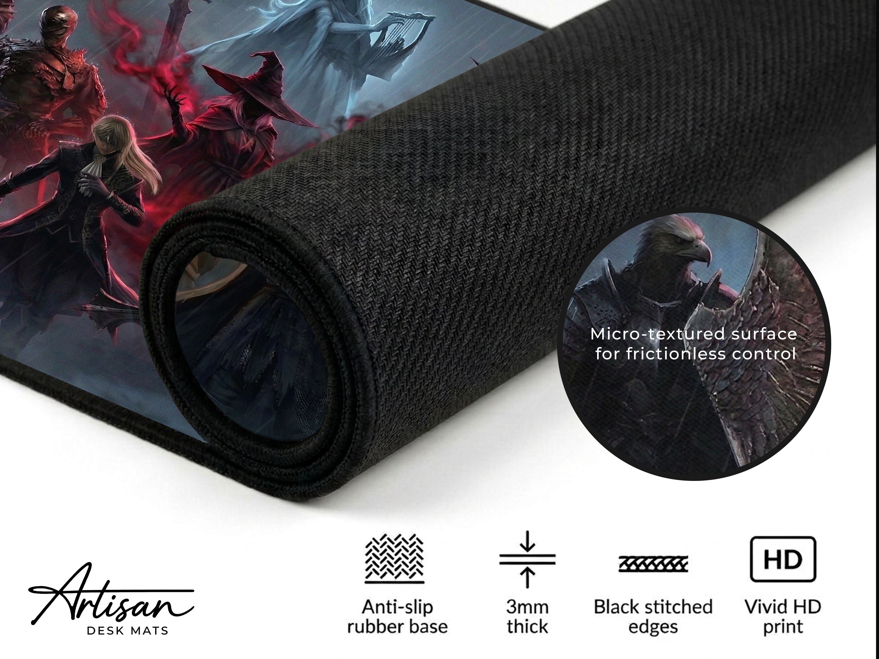 All Nightfarers Desk Mat, Elden Ring Nightreign Mousepad XL, Dark Fantasy Gaming Mouse Pad Roster
