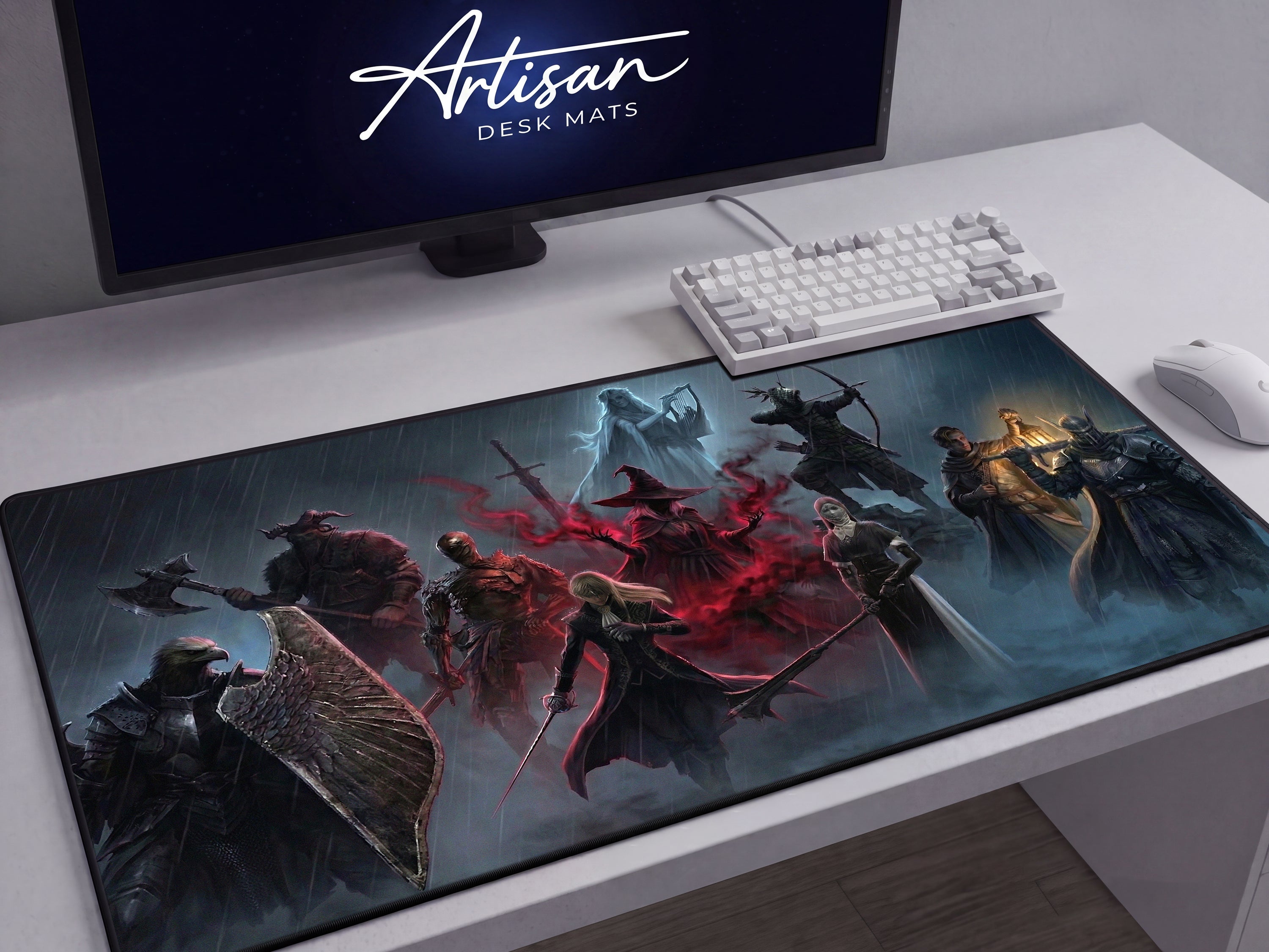 All Nightfarers Desk Mat, Elden Ring Nightreign Mousepad XL, Dark Fantasy Gaming Mouse Pad Roster