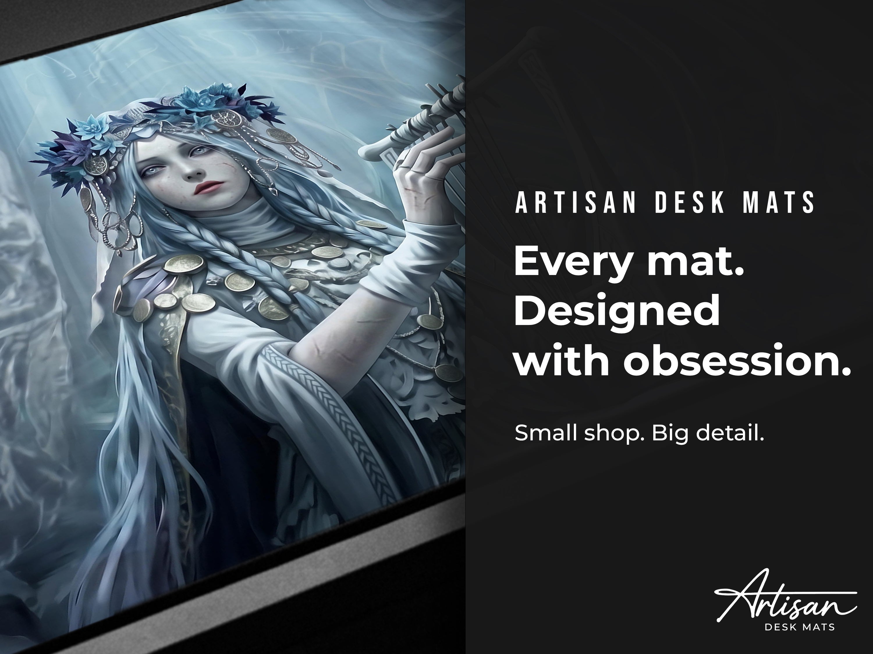 Revenant Desk Mat, Nightreign Gaming Mousepad XL Neoprene, Elden Ring Dark Fantasy Summoner