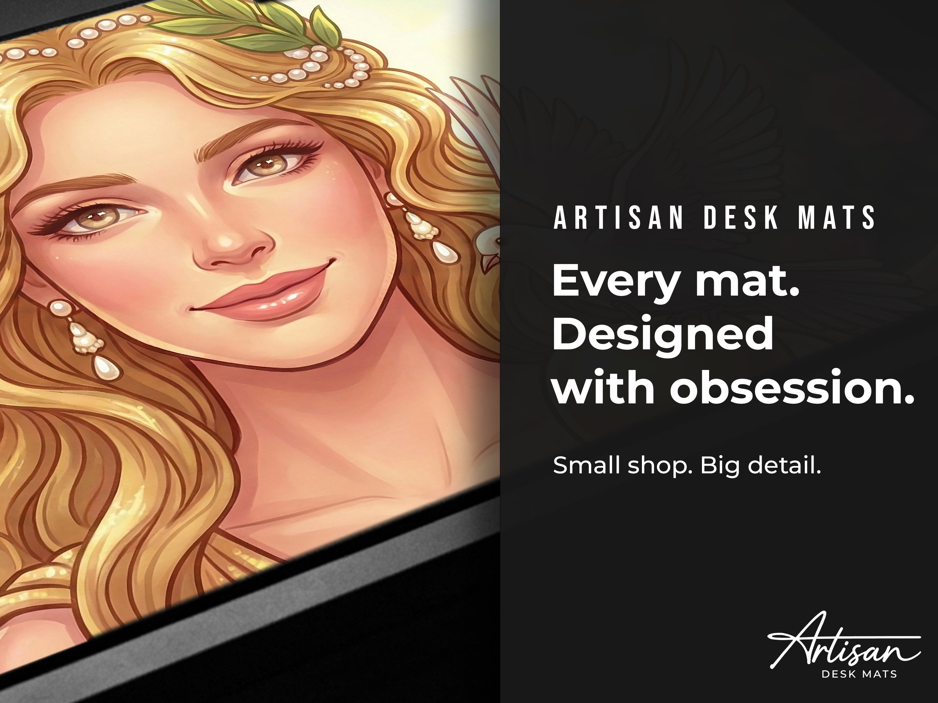 Aphrodite Desk Mat, Fantasy Greek Mythology Gaming Custom Desk Decor Mouse Pad