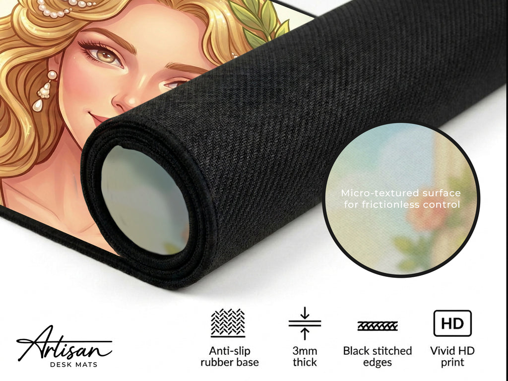 Aphrodite Desk Mat, Fantasy Greek Mythology Gaming Custom Desk Decor Mouse Pad