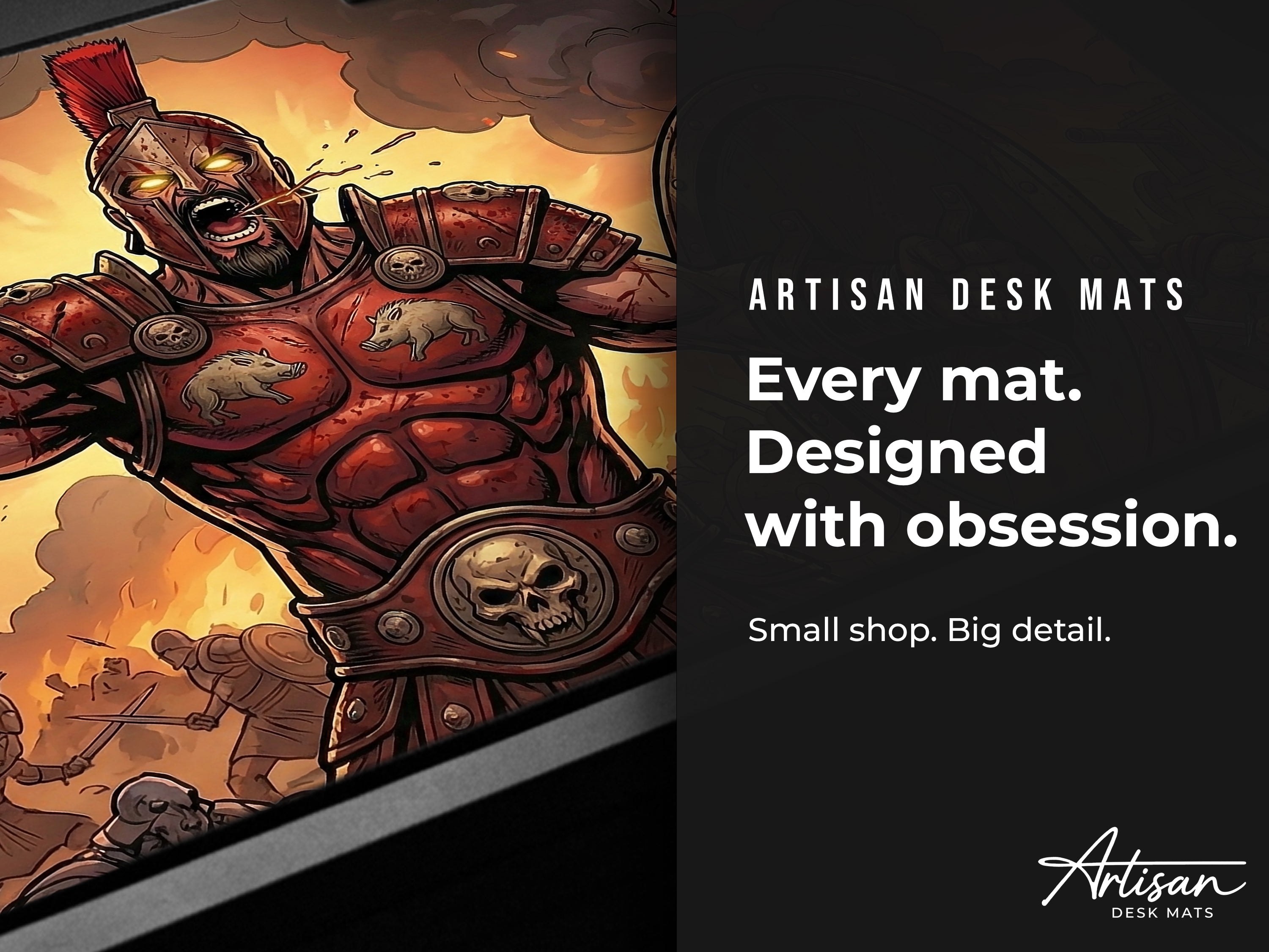 Ares Desk Mat, Fantasy Greek Mythology Gaming Custom Desk Decor Mouse Pad