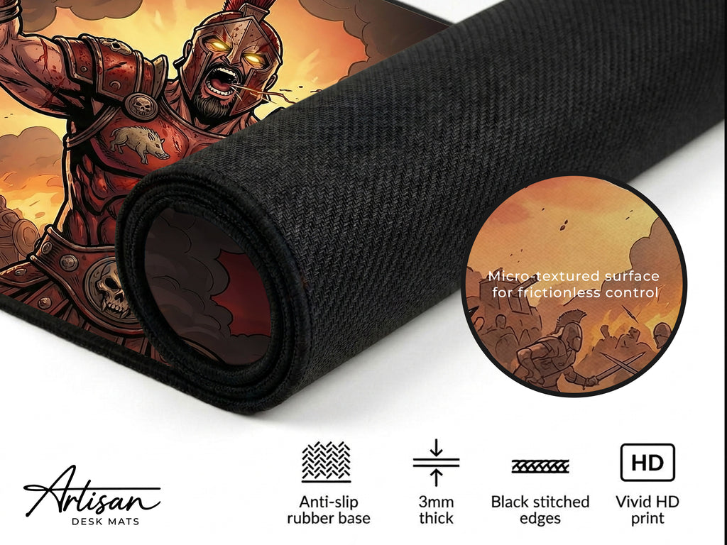 Ares Desk Mat, Fantasy Greek Mythology Gaming Custom Desk Decor Mouse Pad