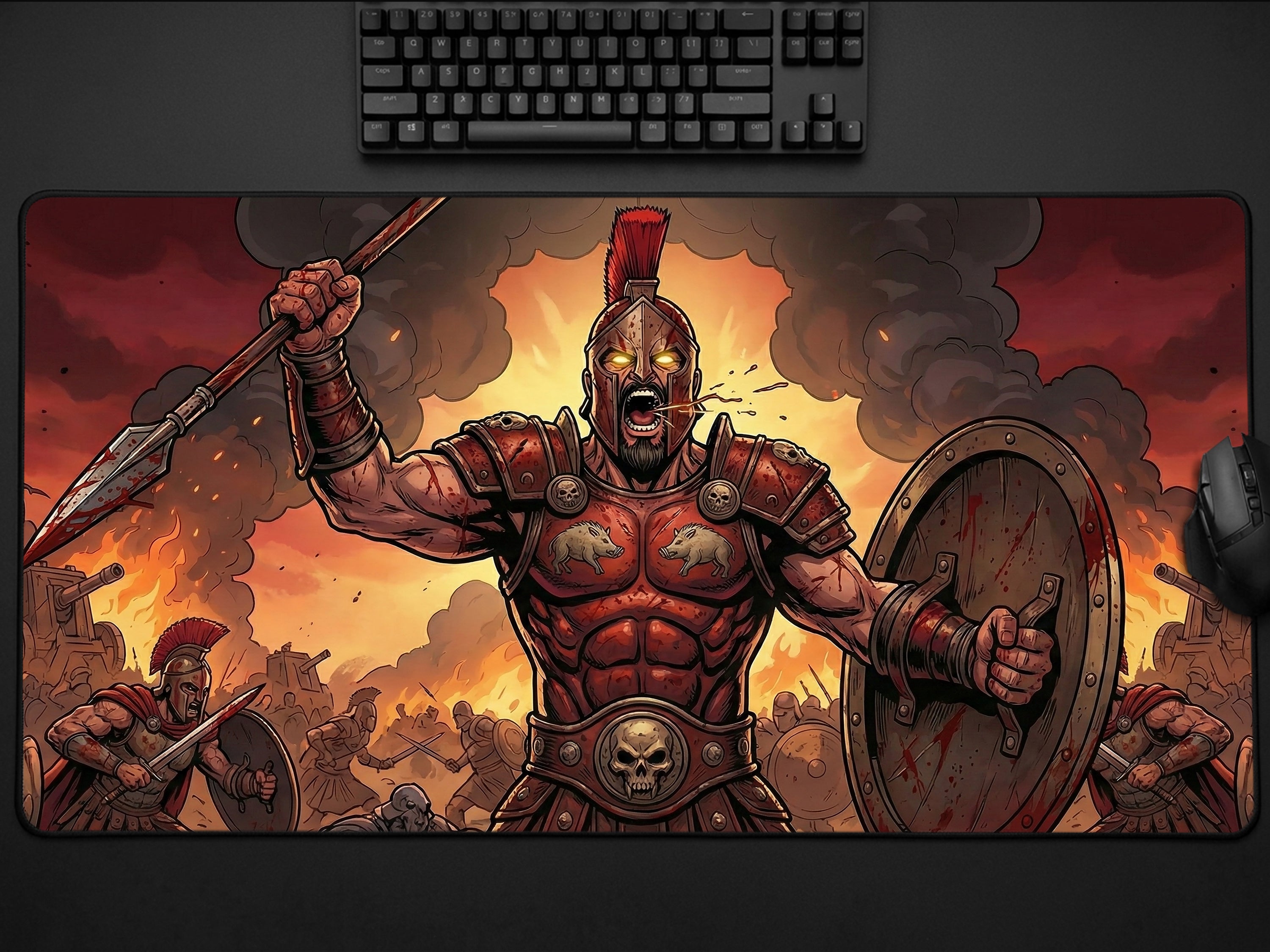 Ares Desk Mat, Fantasy Greek Mythology Gaming Custom Desk Decor Mouse Pad