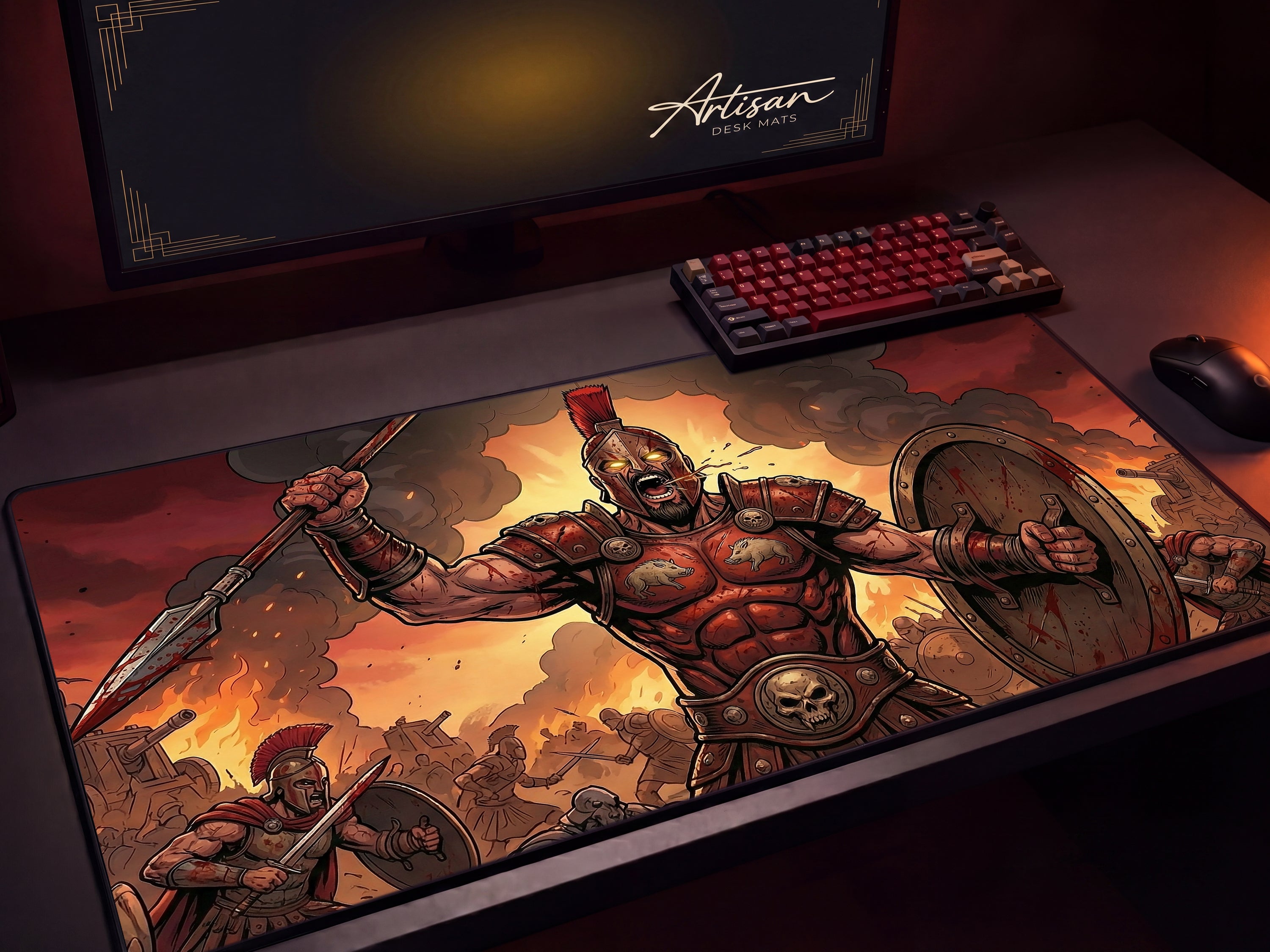 Ares Desk Mat, Fantasy Greek Mythology Gaming Custom Desk Decor Mouse Pad