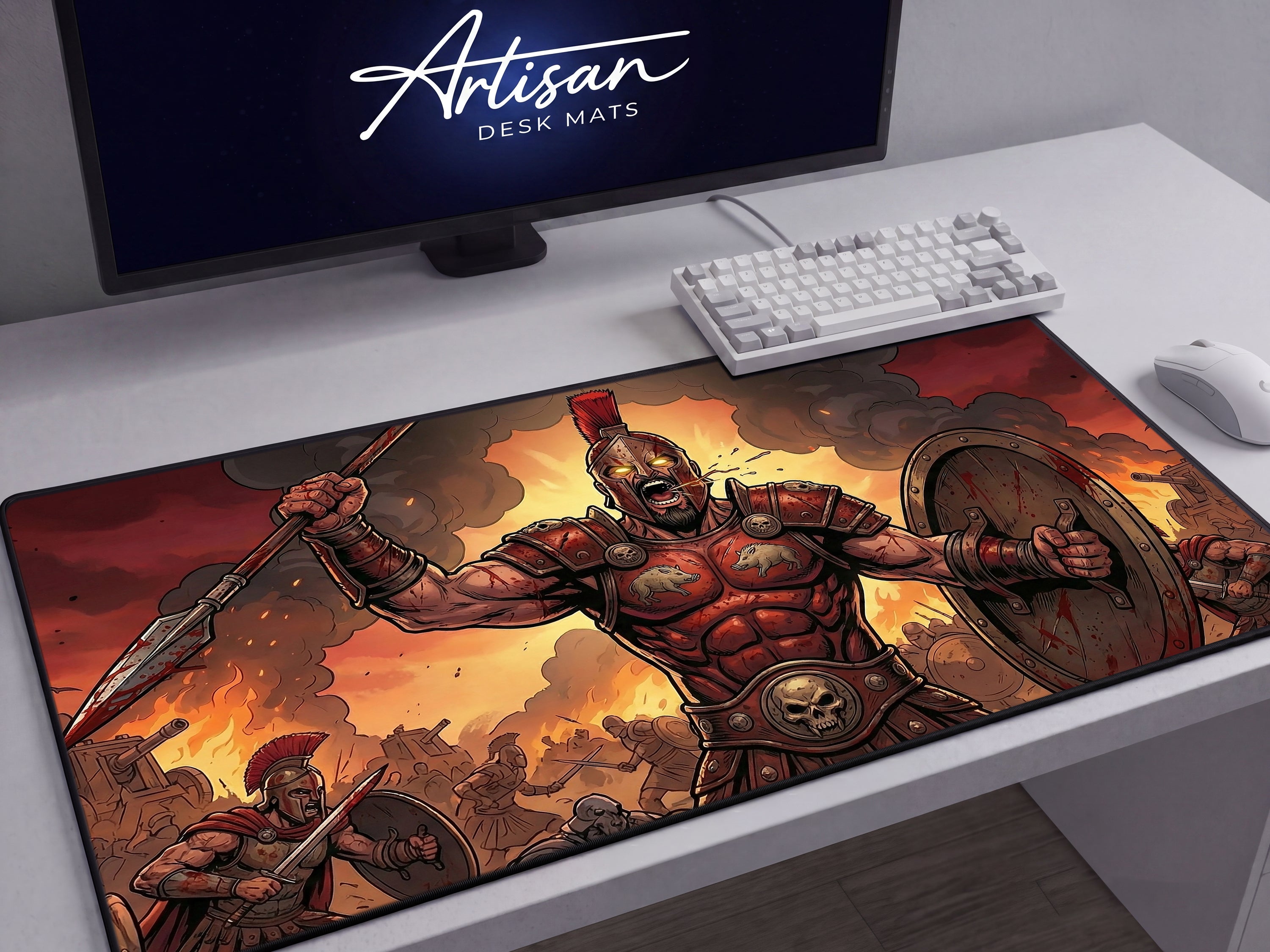 Ares Desk Mat, Fantasy Greek Mythology Gaming Custom Desk Decor Mouse Pad