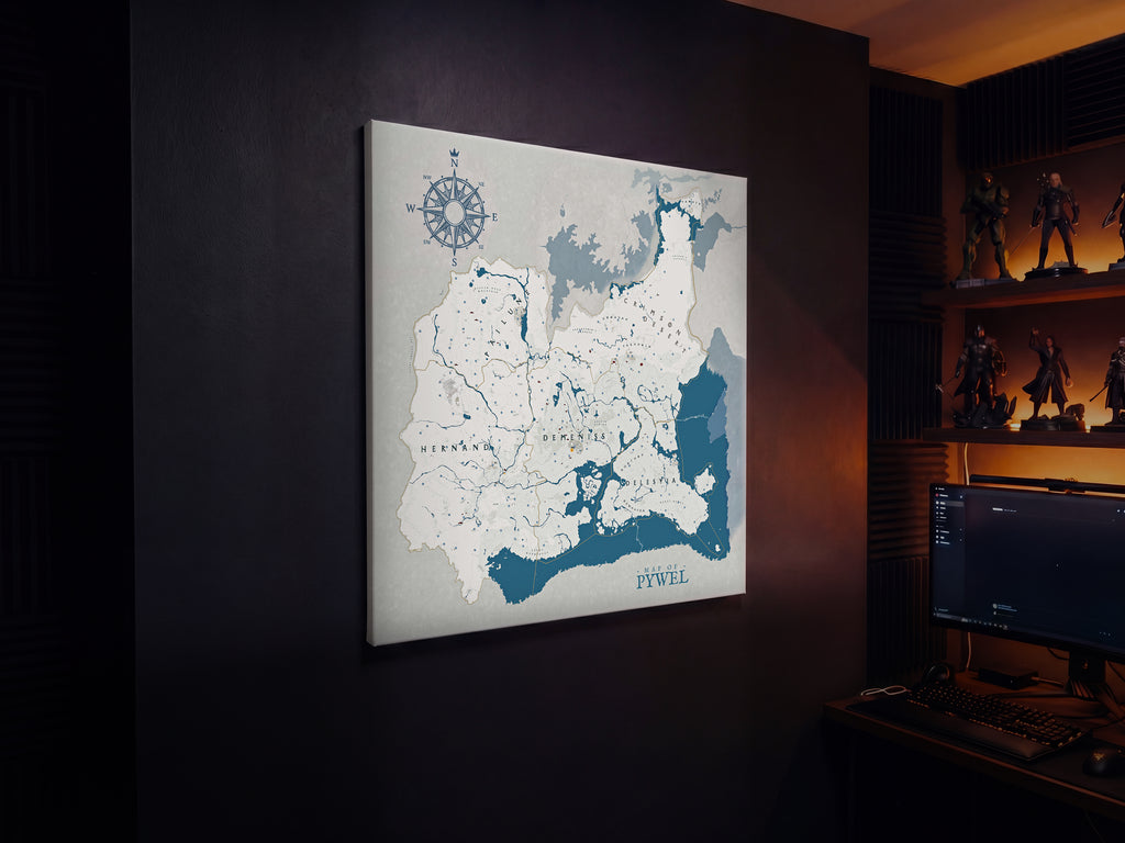 Crimson Desert Map Canvas Wall Art, Pywel Continent Game Map Print, Dark Fantasy RPG Wall Decor