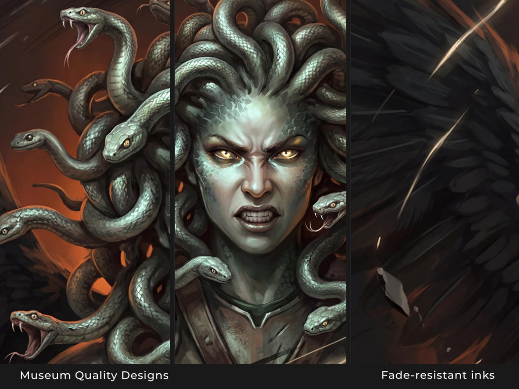 Medusa Canvas Wall Art, Greek Mythology Gorgon Print, Stretched Canvas Up to 60 Inches