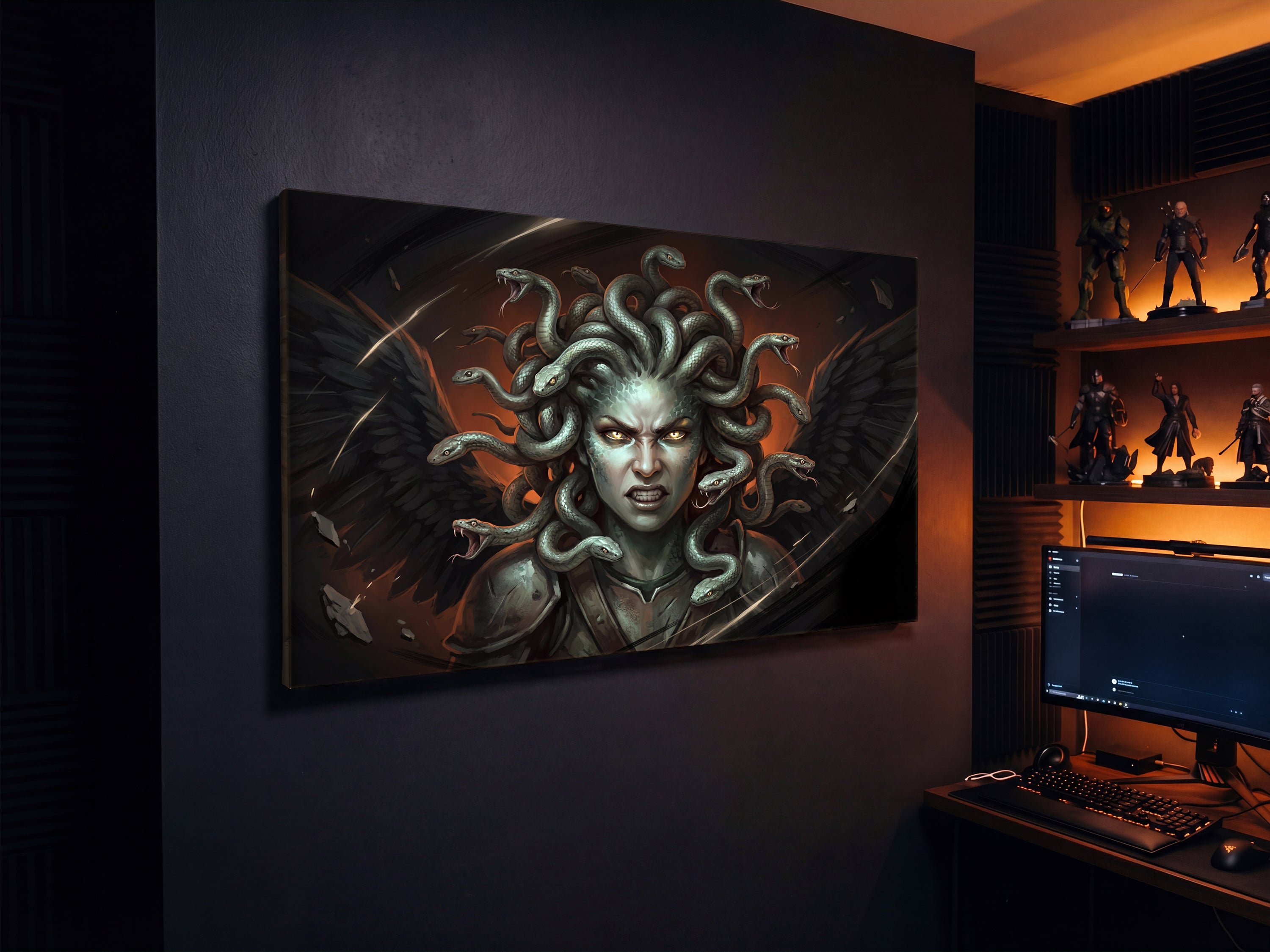 Medusa Canvas Wall Art, Greek Mythology Gorgon Print, Stretched Canvas Up to 60 Inches