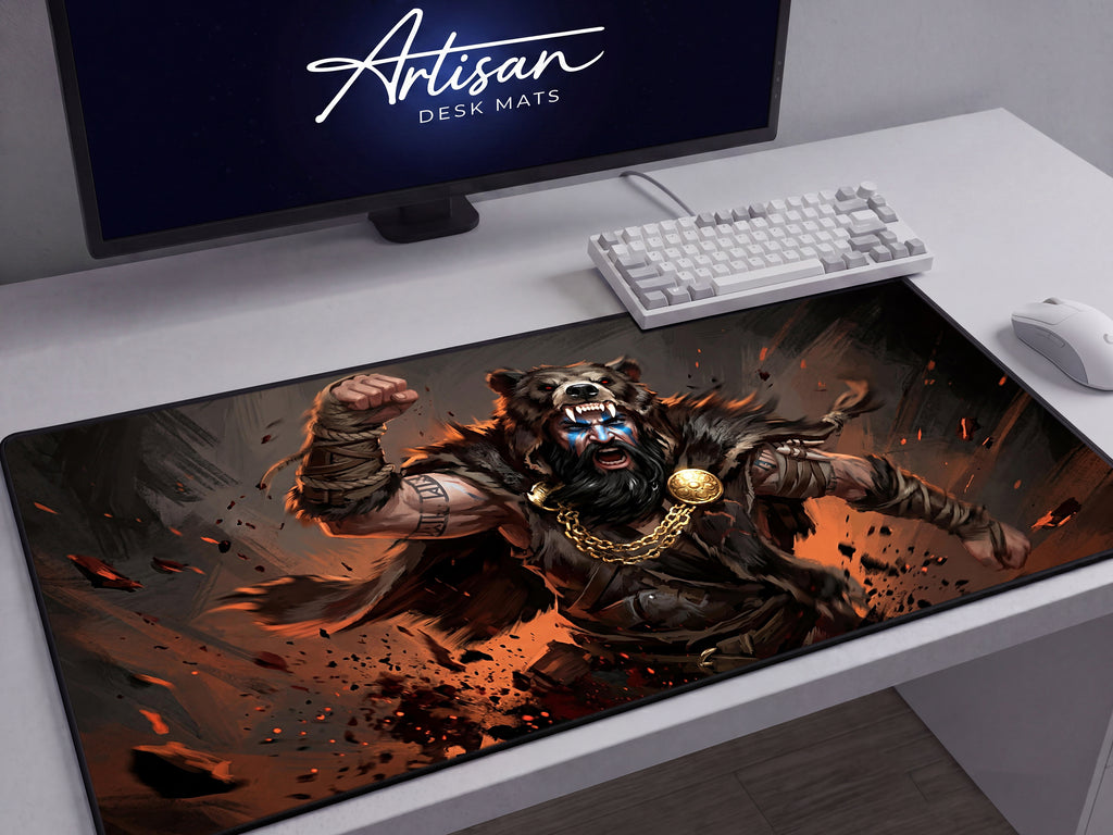 Myurdin Desk Mat, Crimson Desert Boss Fight Mousepad XL Neoprene, Black Bears Dark Fantasy Art