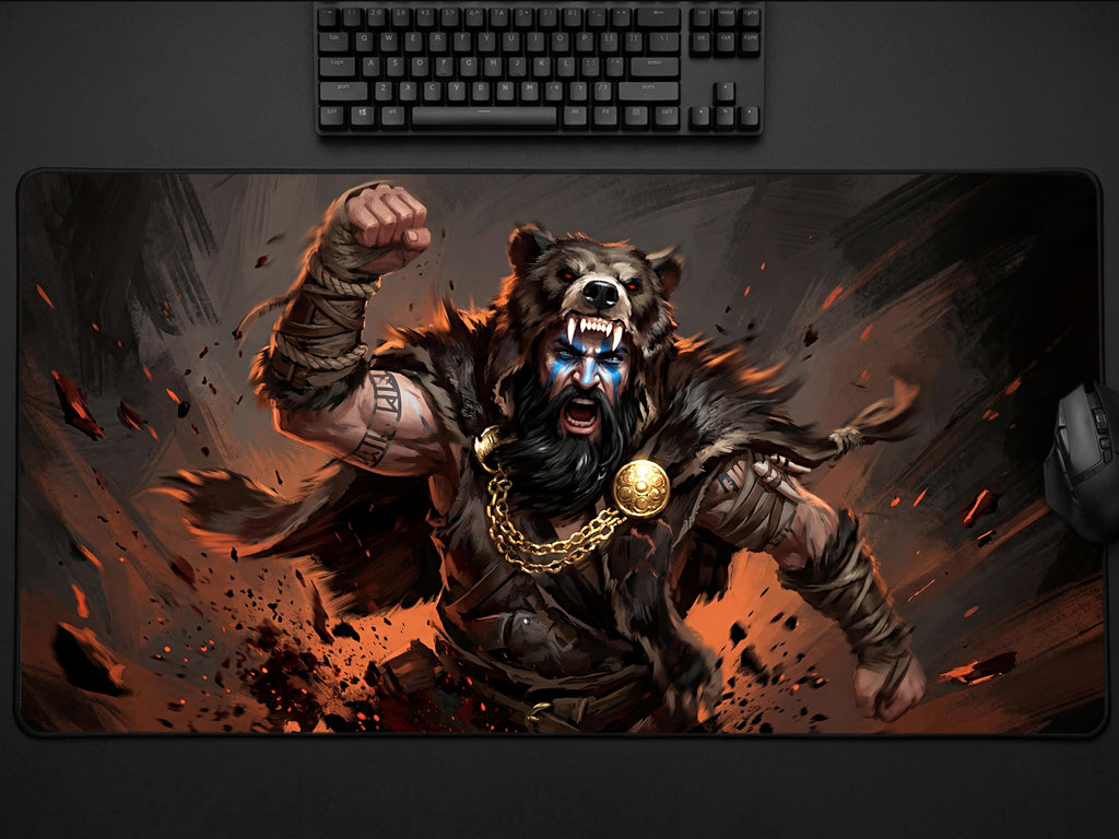 Myurdin Desk Mat, Crimson Desert Boss Fight Mousepad XL Neoprene, Black Bears Dark Fantasy Art