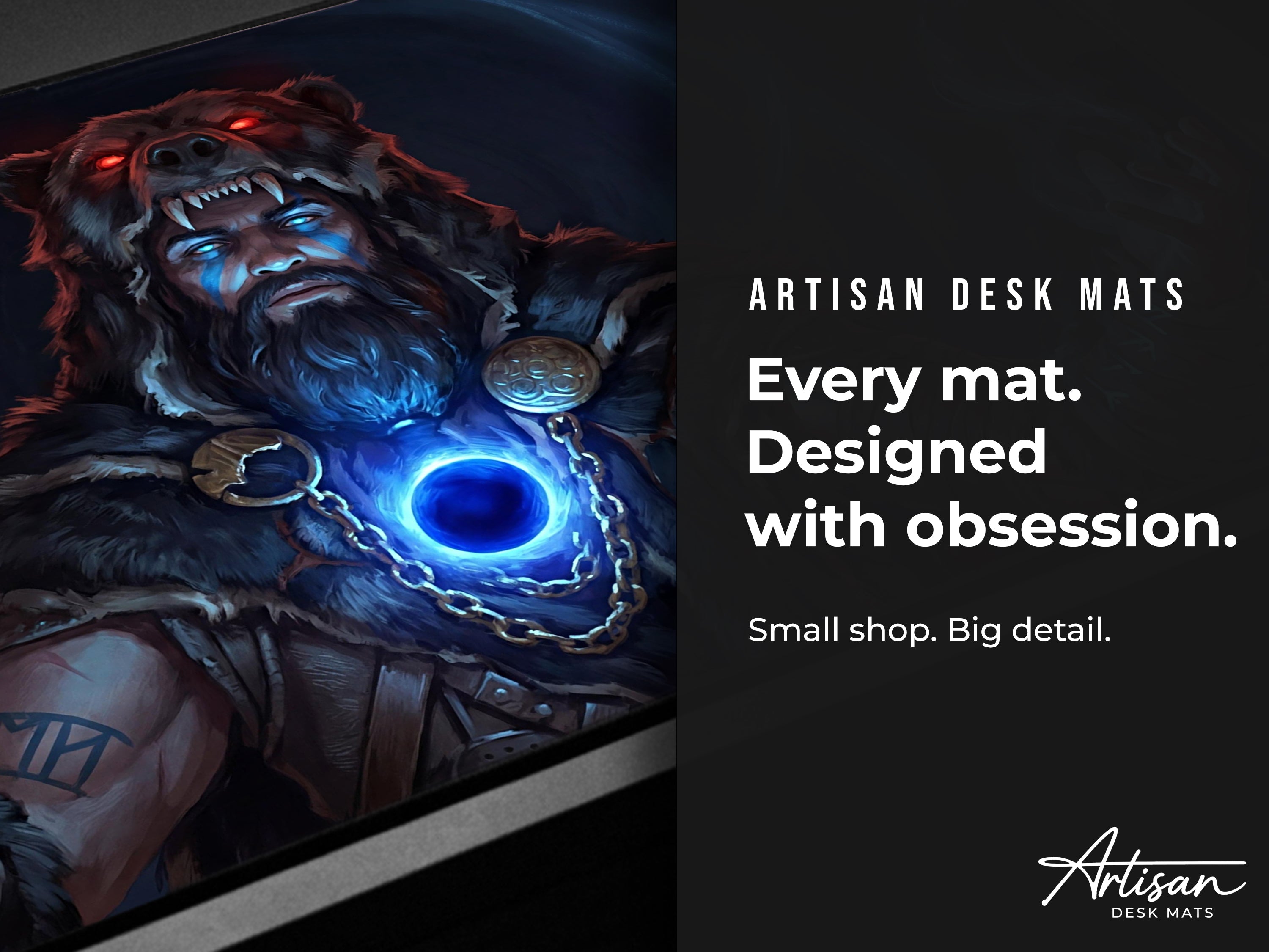Myurdin Desk Mat, Crimson Desert Gaming Mousepad XL Neoprene, Black Bear Leader Dark Fantasy