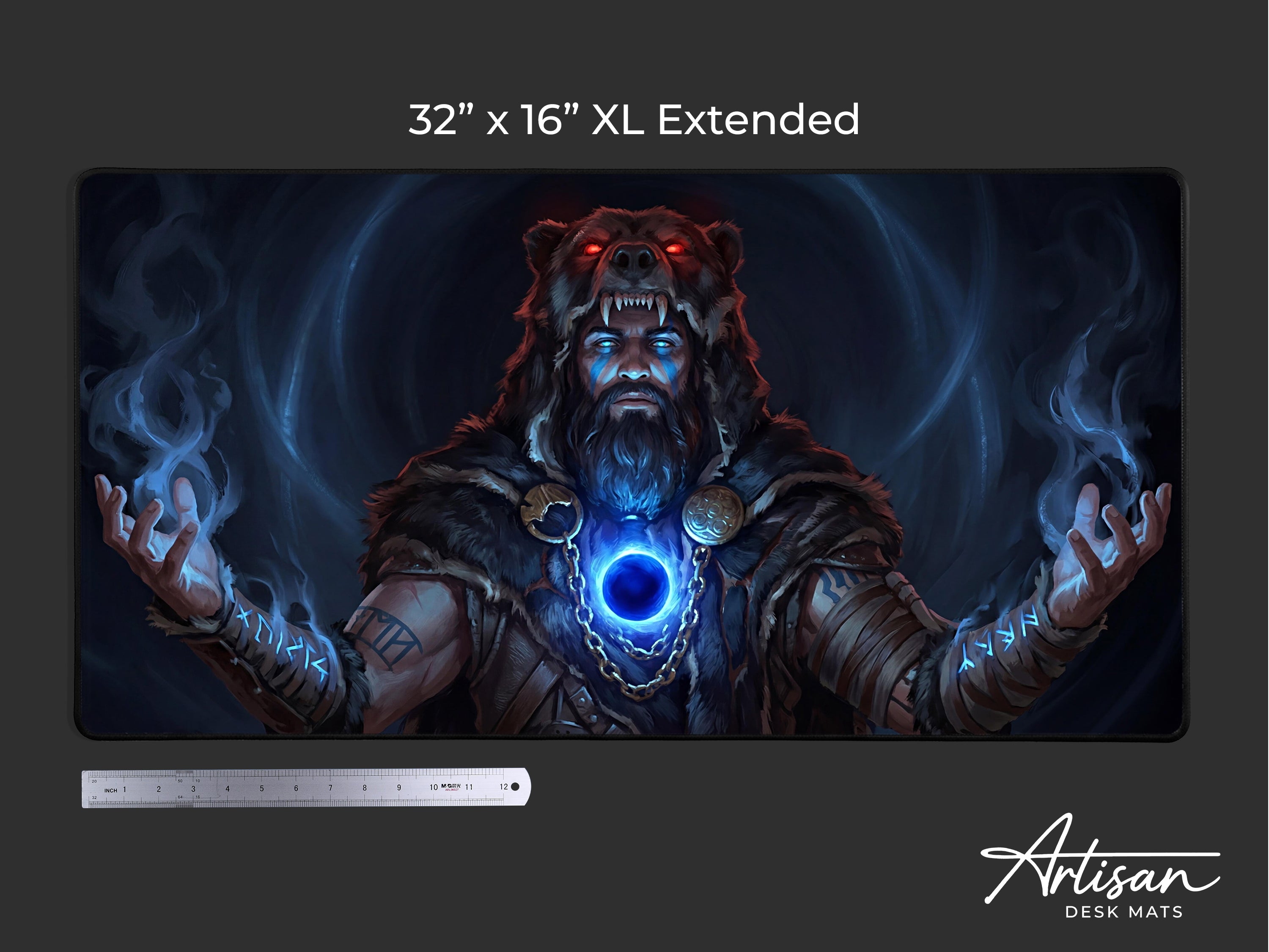 Myurdin Desk Mat, Crimson Desert Gaming Mousepad XL Neoprene, Black Bear Leader Dark Fantasy