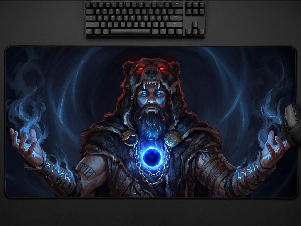 Myurdin Desk Mat, Crimson Desert Gaming Mousepad XL Neoprene, Black Bear Leader Dark Fantasy