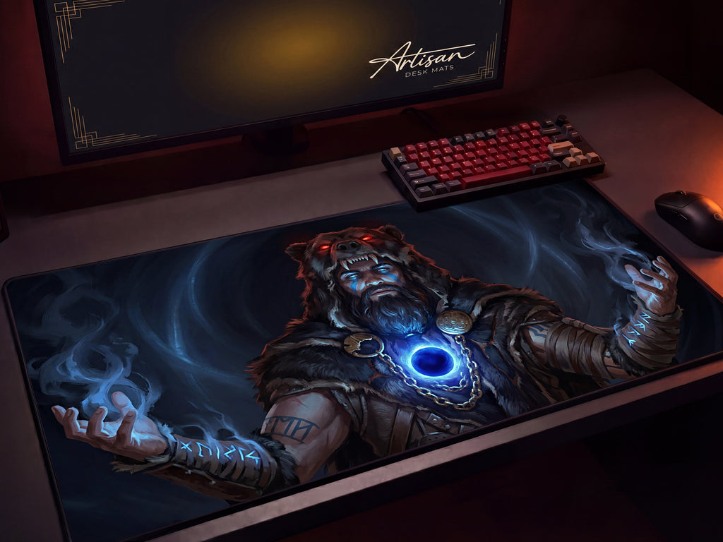 Myurdin Desk Mat, Crimson Desert Gaming Mousepad XL Neoprene, Black Bear Leader Dark Fantasy