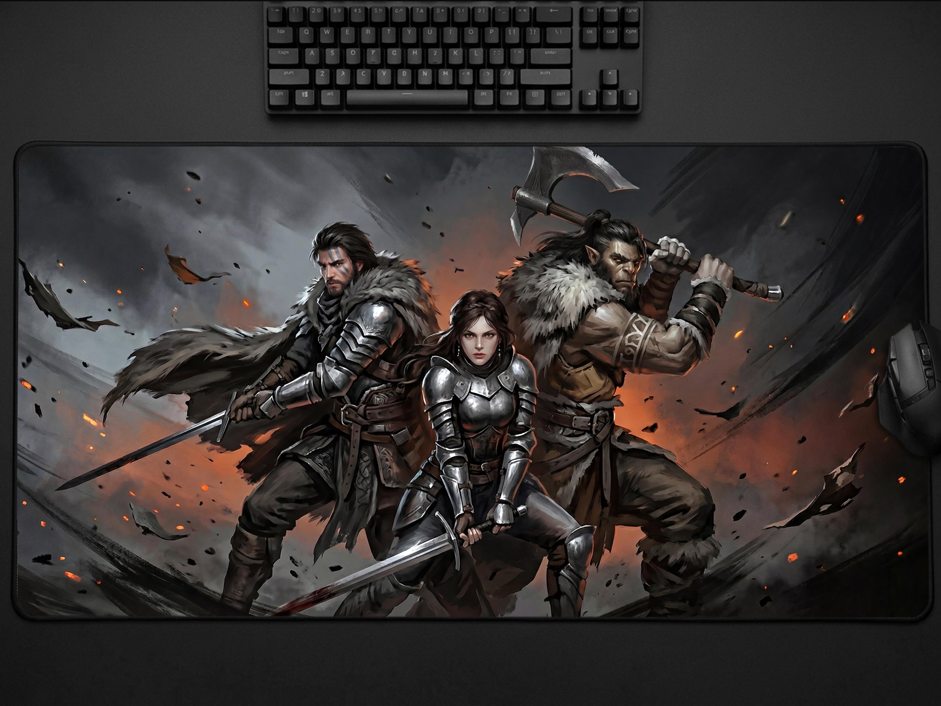 Crimson Desert Desk Mat, Gaming Merch Mousepad XL Neoprene, Greymanes Dark Fantasy RPG Art