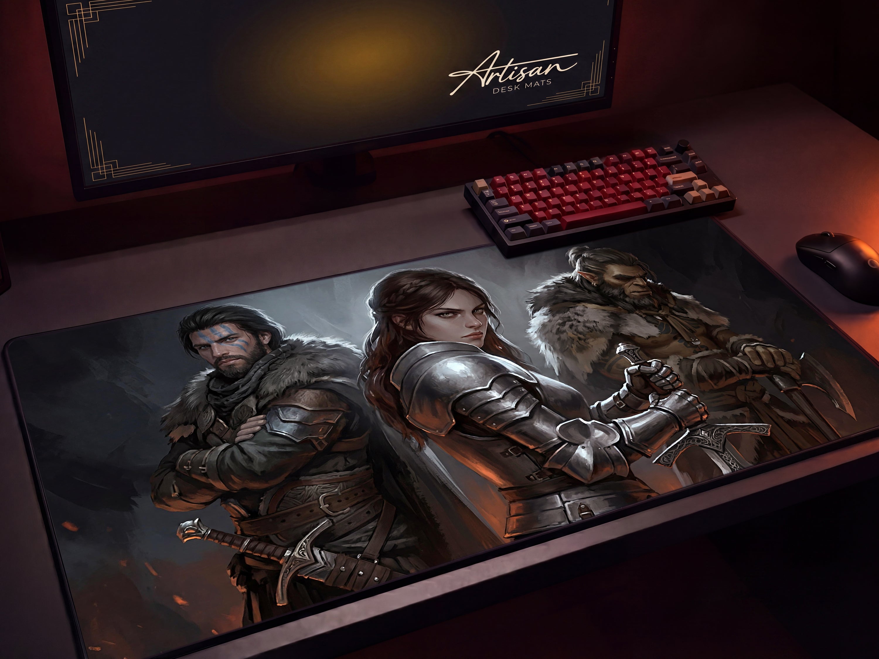 Crimson Desert Desk Mat, Black Desert Online Gaming Mousepad XL Neoprene, Greymanes Dark Fantasy