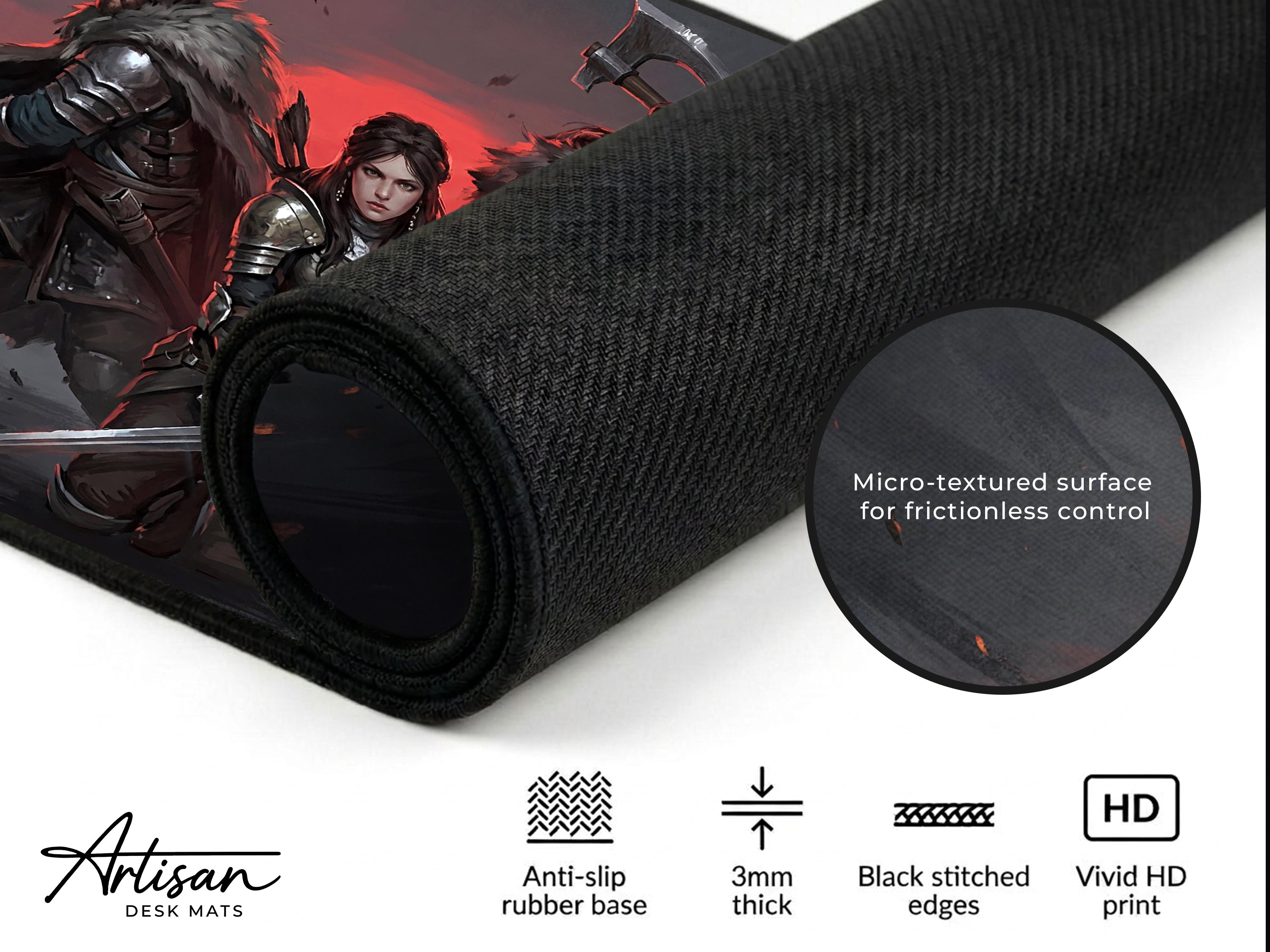 Crimson Desert Desk Mat, Video Game Art Mousepad XL Neoprene, Greymanes Dark Fantasy Poster