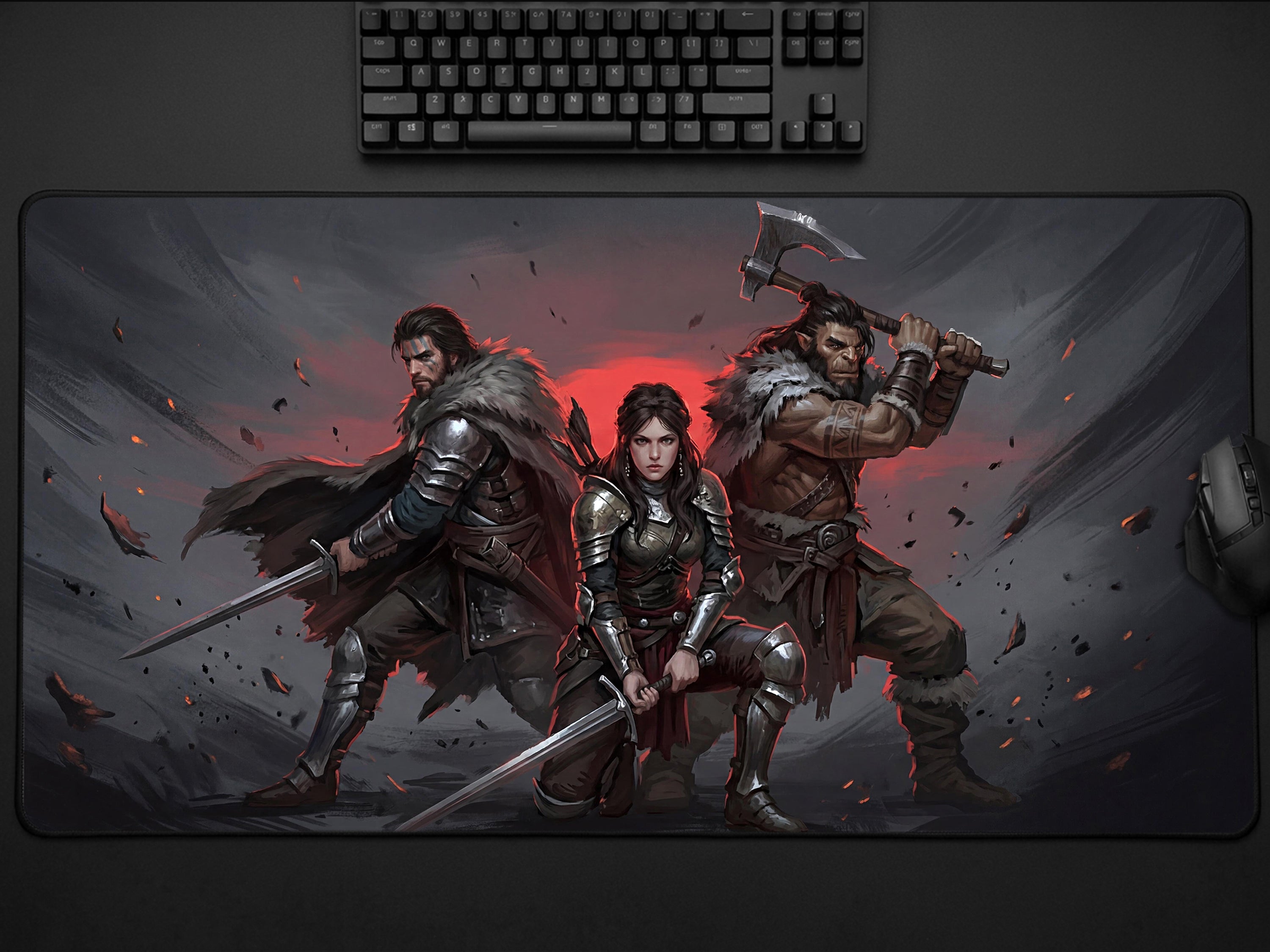 Crimson Desert Desk Mat, Video Game Art Mousepad XL Neoprene, Greymanes Dark Fantasy Poster
