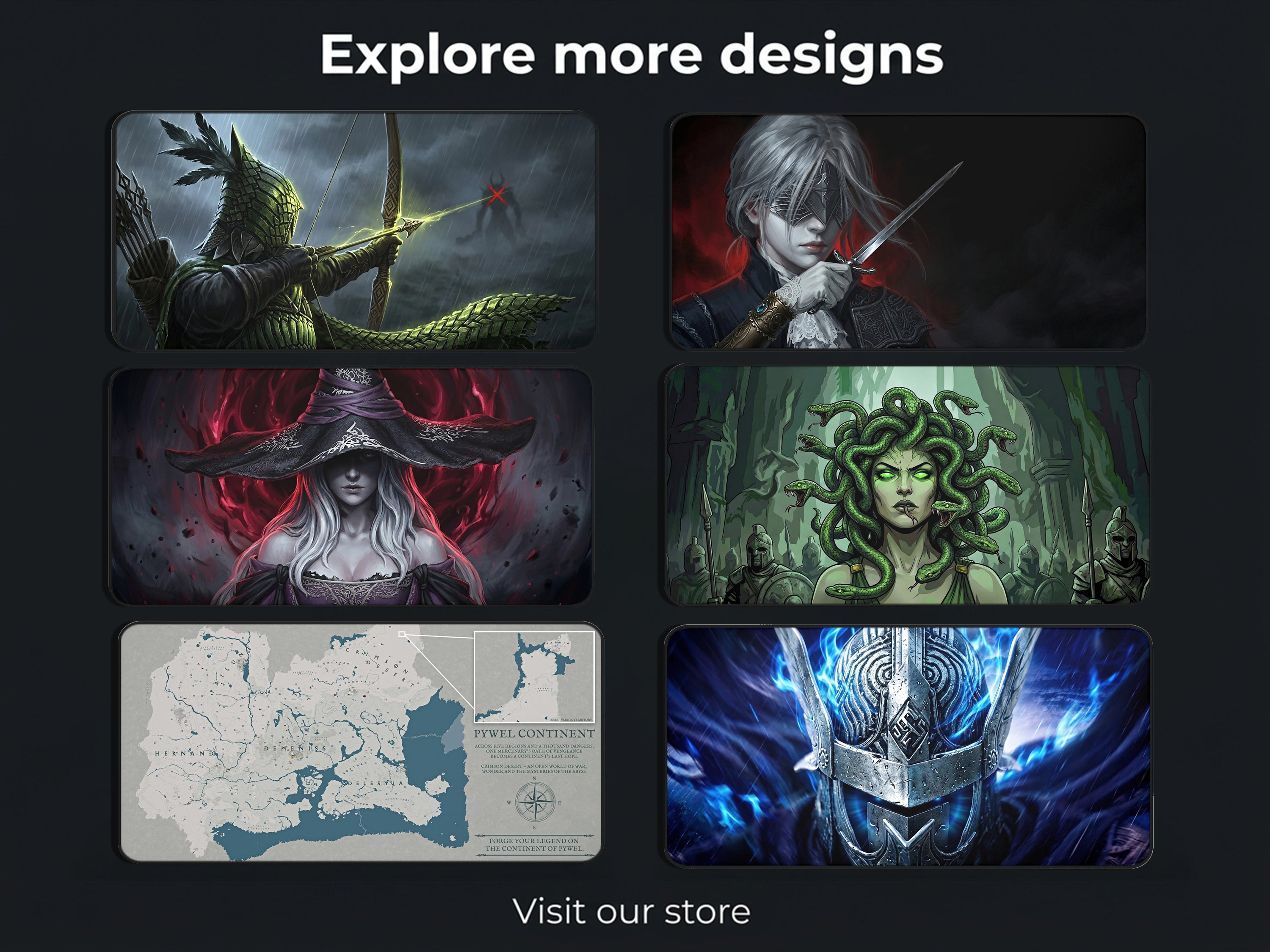 Crimson Desert Desk Mat, Video Game Art Mousepad XL Neoprene, Greymanes Dark Fantasy Poster