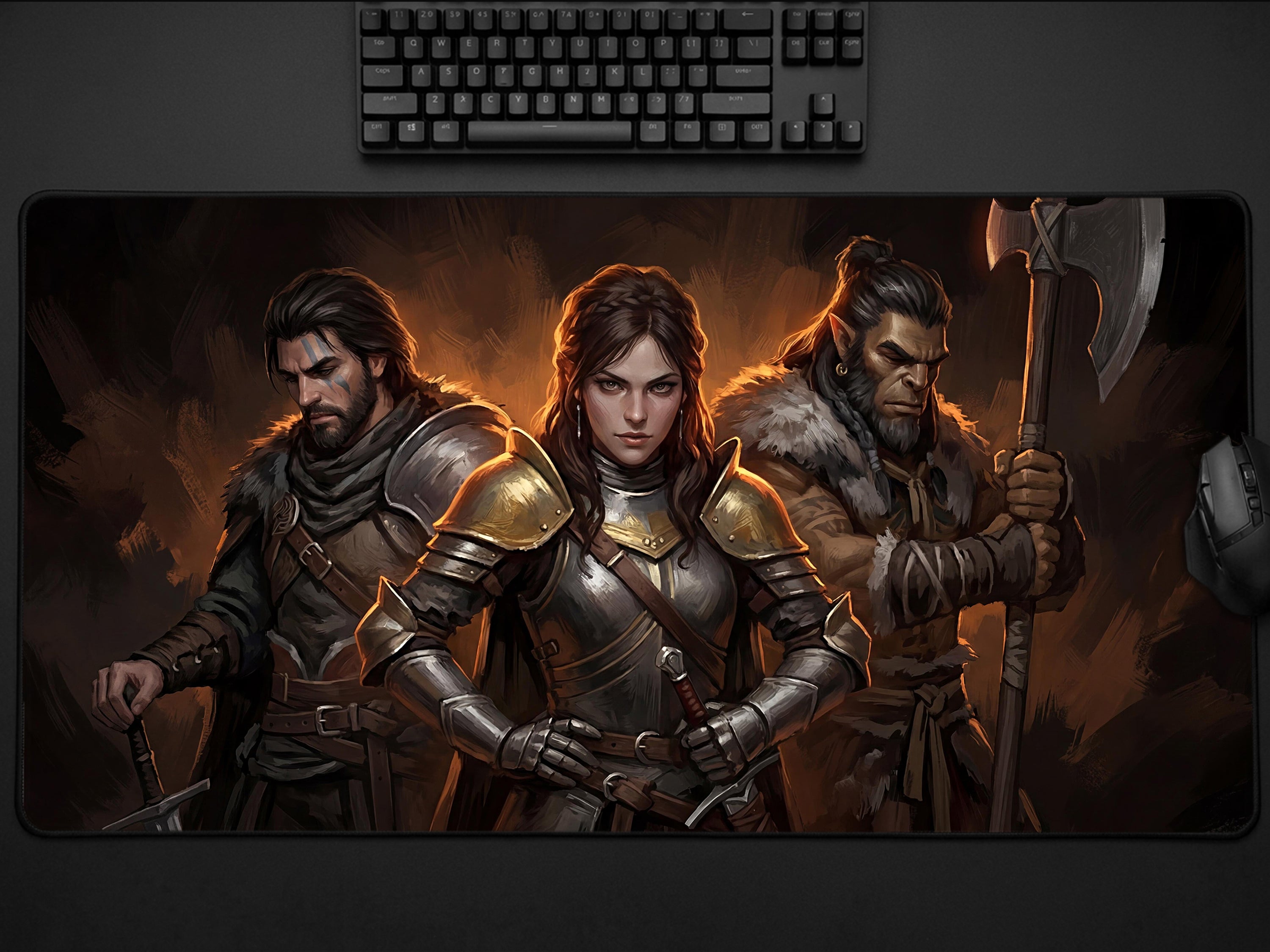 Crimson Desert Desk Mat, Gift for Gamer XL Neoprene, Greymanes Dark Fantasy Gaming Mousepad