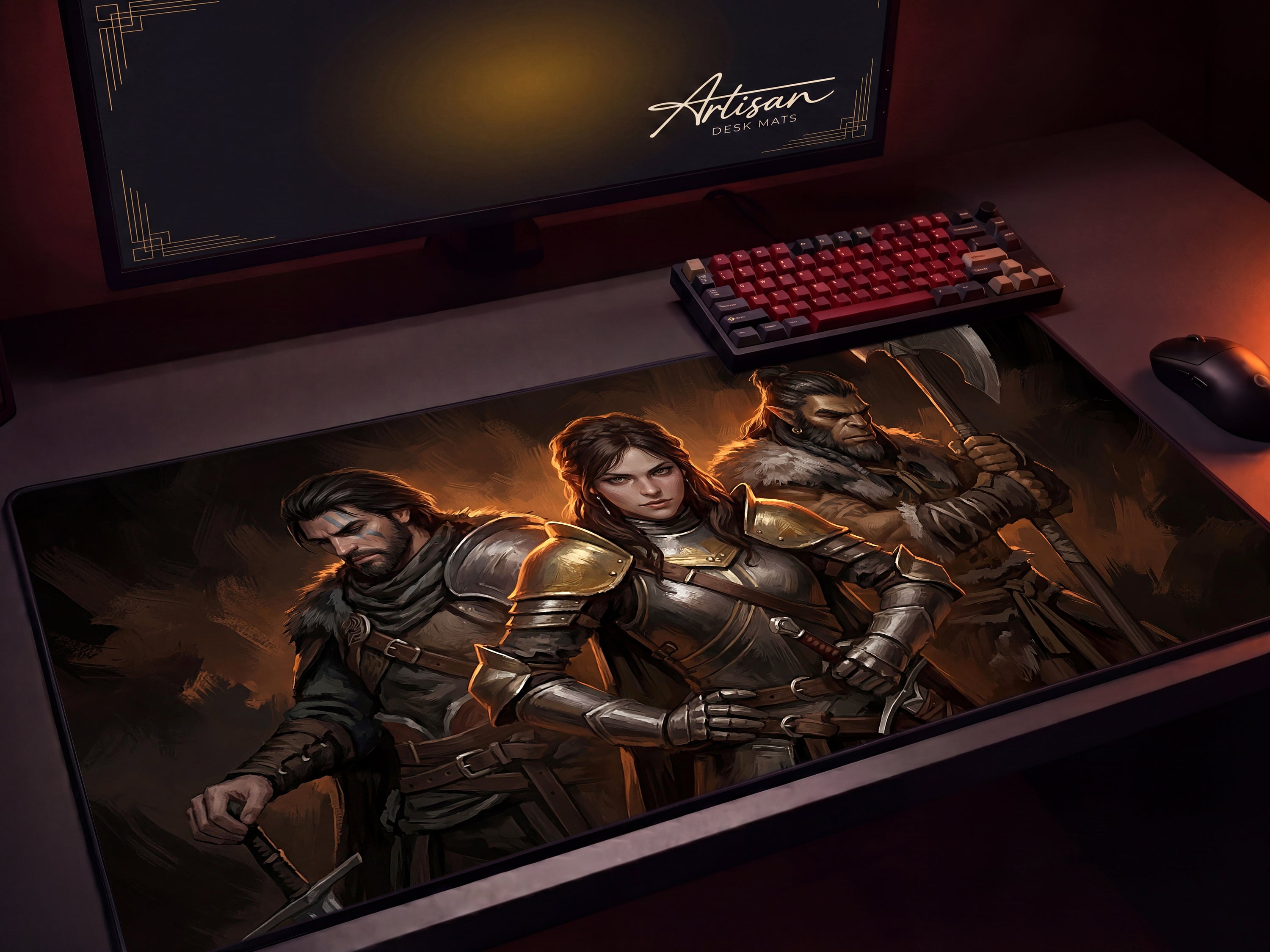 Crimson Desert Desk Mat, Gift for Gamer XL Neoprene, Greymanes Dark Fantasy Gaming Mousepad