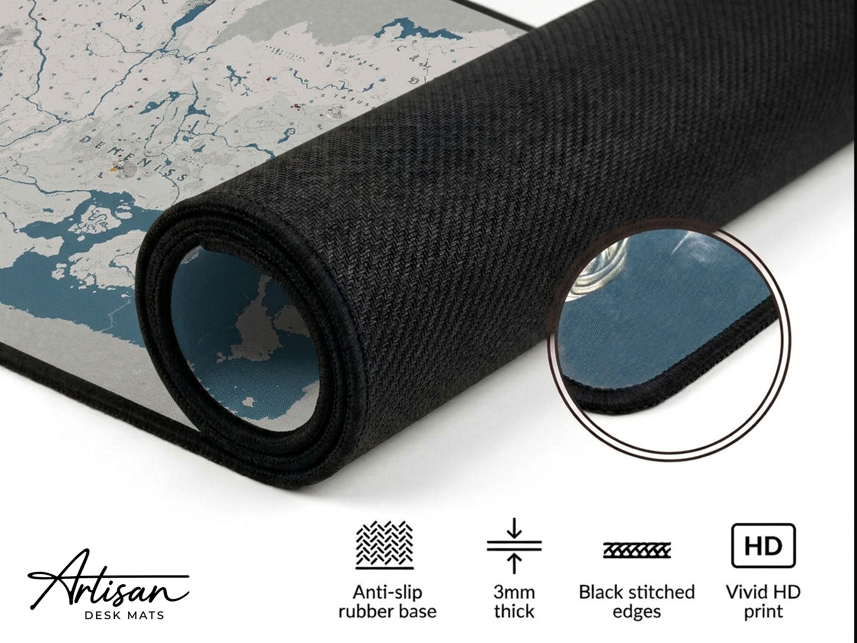 Crimson Desert World Map Desk Mat, XL Neoprene Gaming Mousepad, Pywel Game Map, Dark Fantasy Action RPG