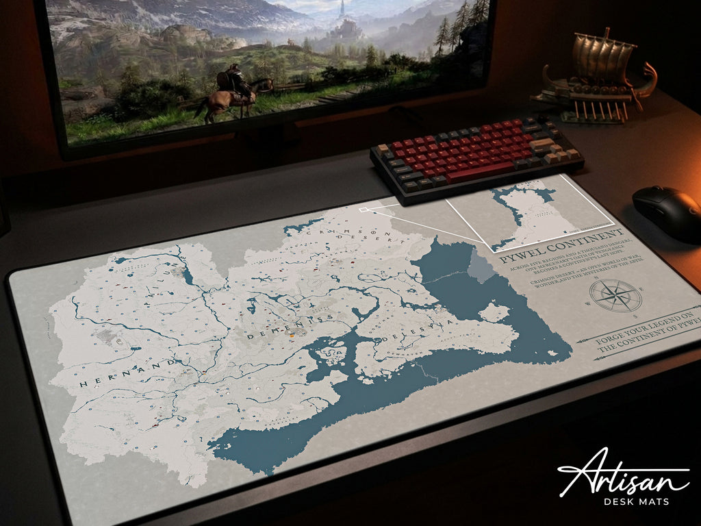 Crimson Desert World Map Desk Mat, XL Neoprene Gaming Mousepad, Pywel Game Map, Dark Fantasy Action RPG