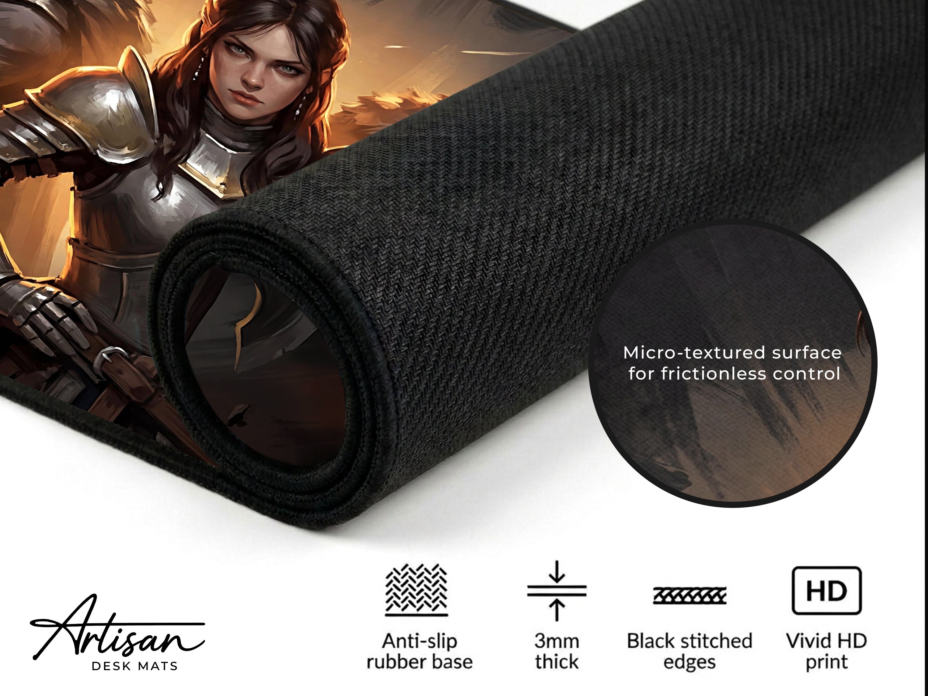 Crimson Desert Desk Mat, Kliff Damiane Oongka Gaming Mousepad XL Neoprene, Dark Fantasy RPG