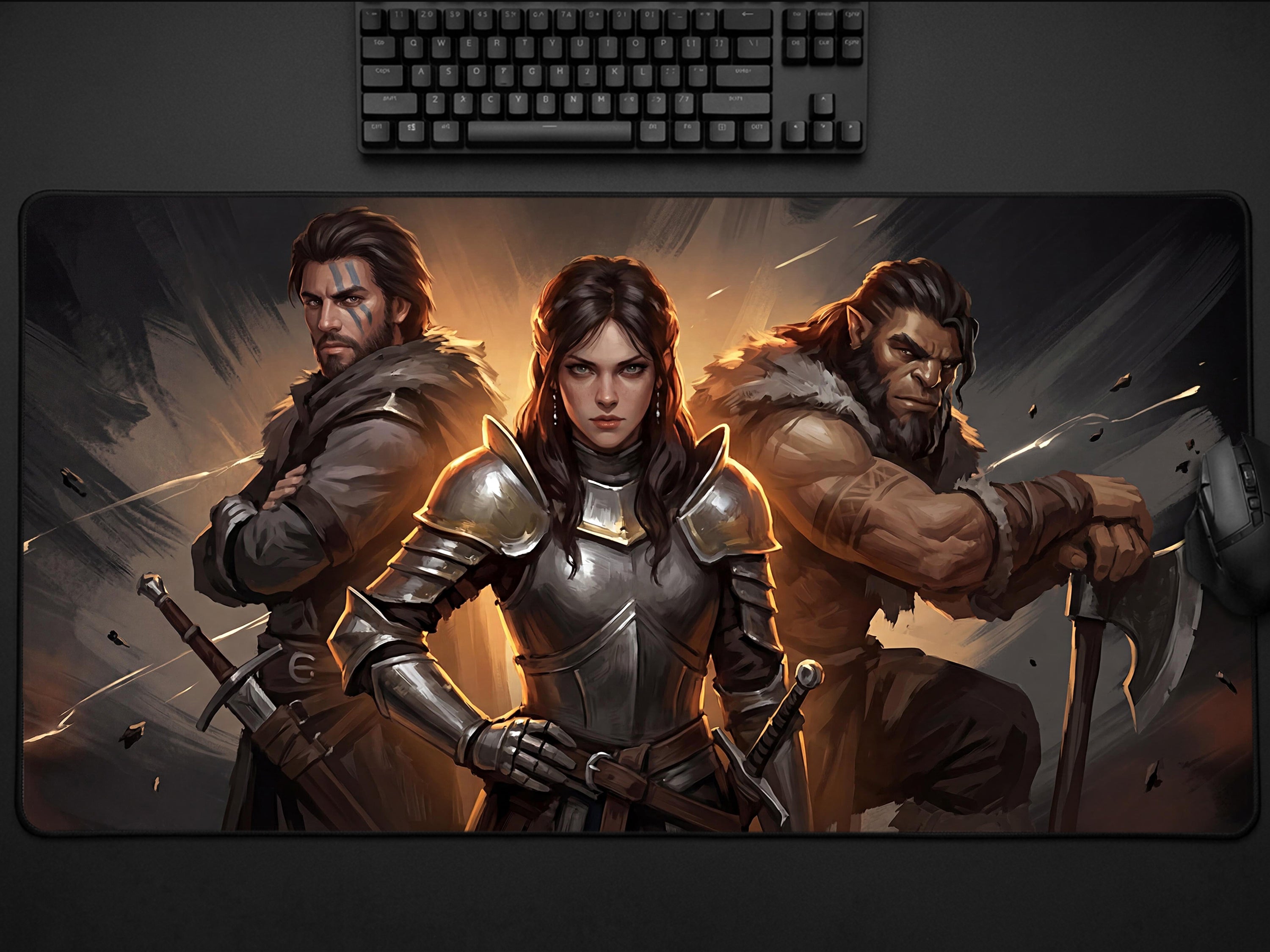 Crimson Desert Desk Mat, Kliff Damiane Oongka Gaming Mousepad XL Neoprene, Dark Fantasy RPG