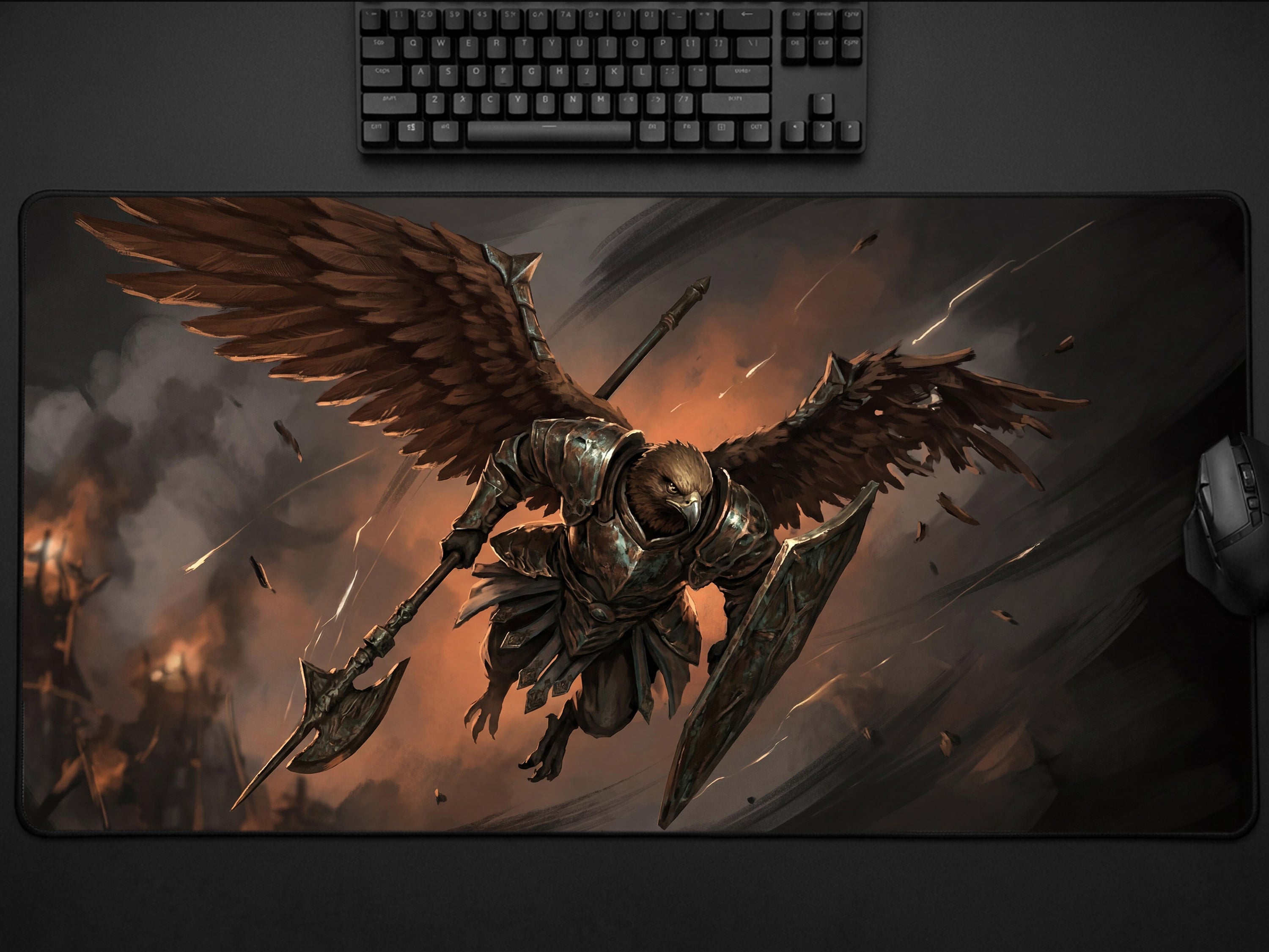 Guardian Nightreign Desk Mat, Elden Ring Gift for Gamer, XL Neoprene Gothic Gaming Mousepad