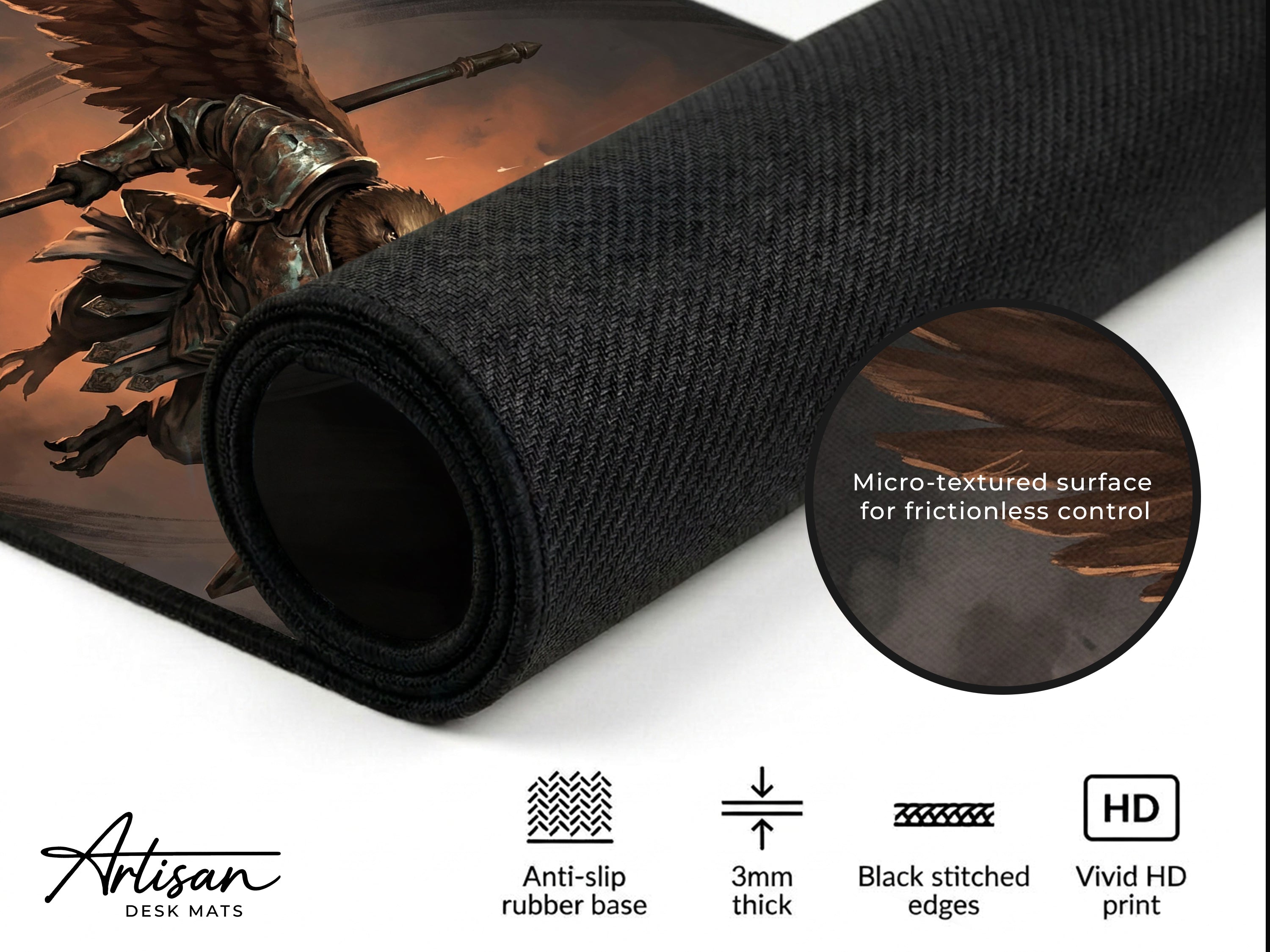 Guardian Nightreign Desk Mat, Elden Ring Gift for Gamer, XL Neoprene Gothic Gaming Mousepad