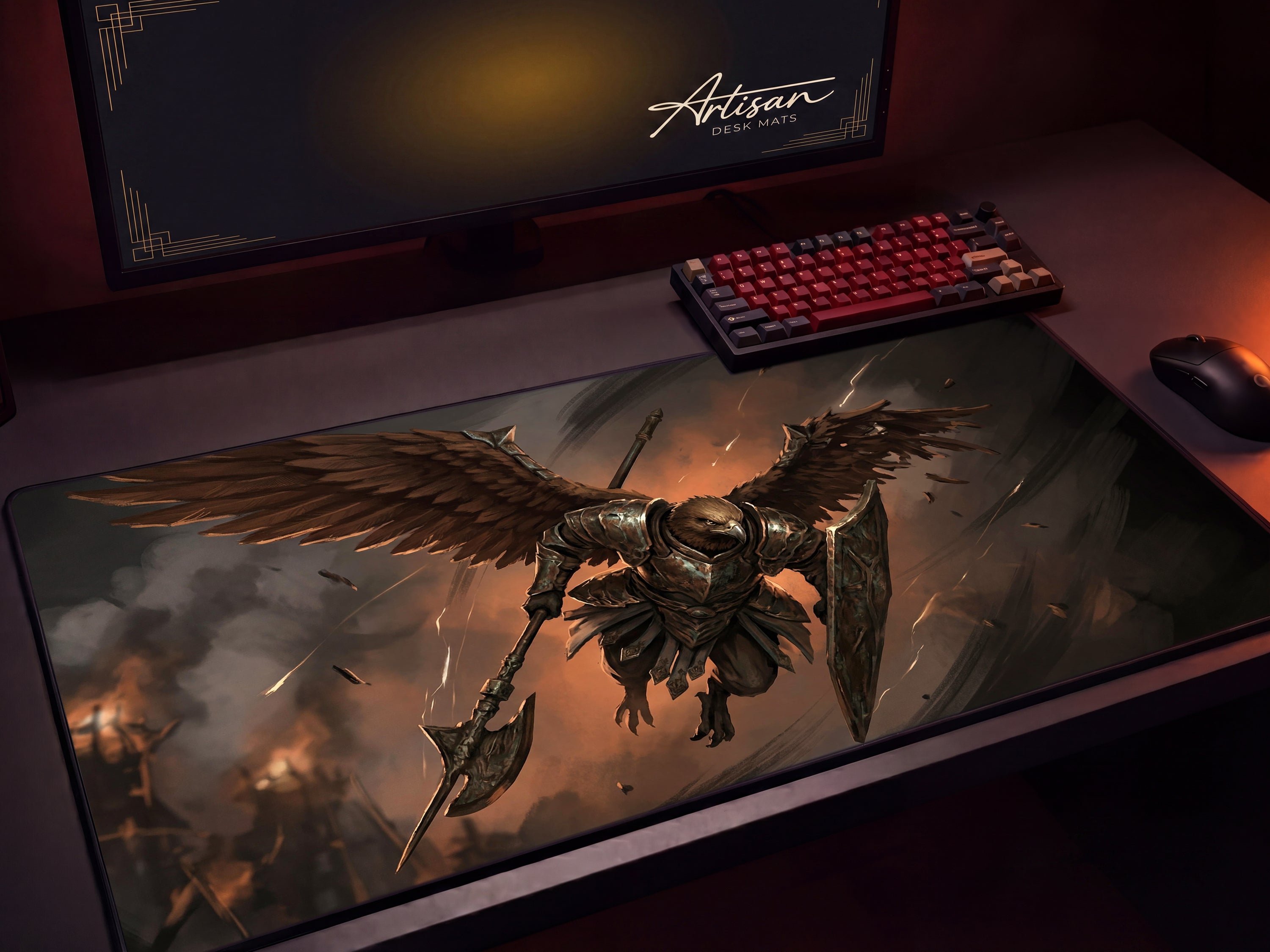 Guardian Nightreign Desk Mat, Elden Ring Gift for Gamer, XL Neoprene Gothic Gaming Mousepad