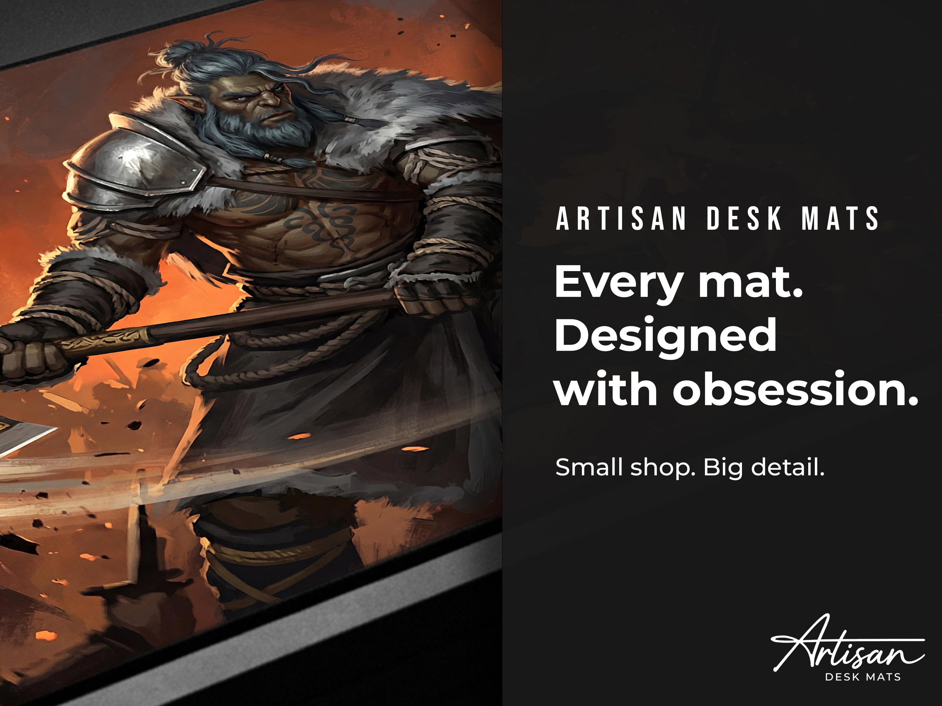 Oongka Desk Mat, Crimson Desert Gaming Mousepad XL Neoprene, Dark Fantasy Orc Warrior Art