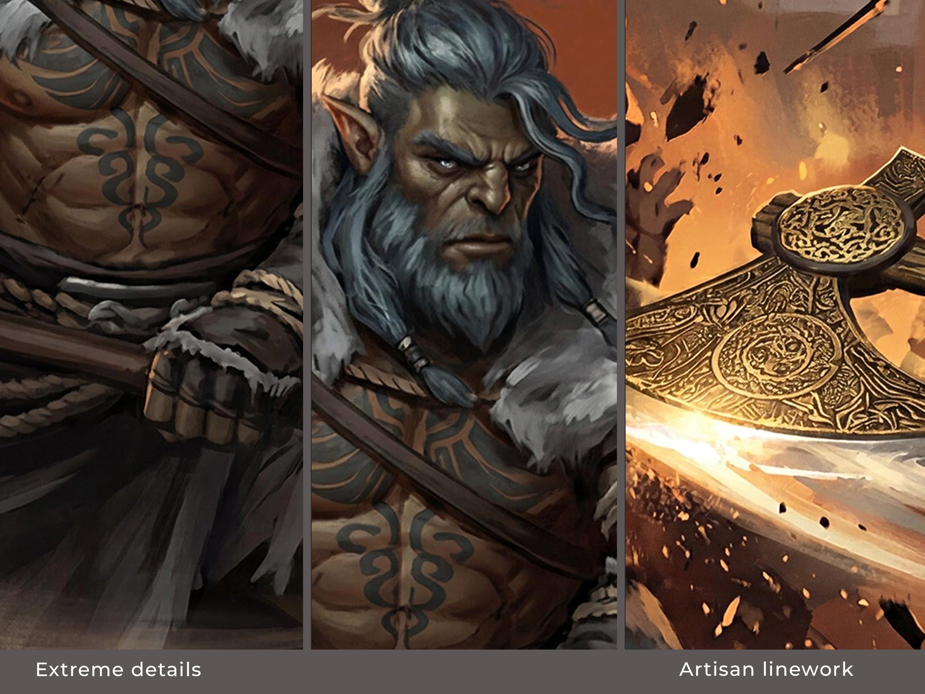Oongka Desk Mat, Crimson Desert Gaming Mousepad XL Neoprene, Dark Fantasy Orc Warrior Art