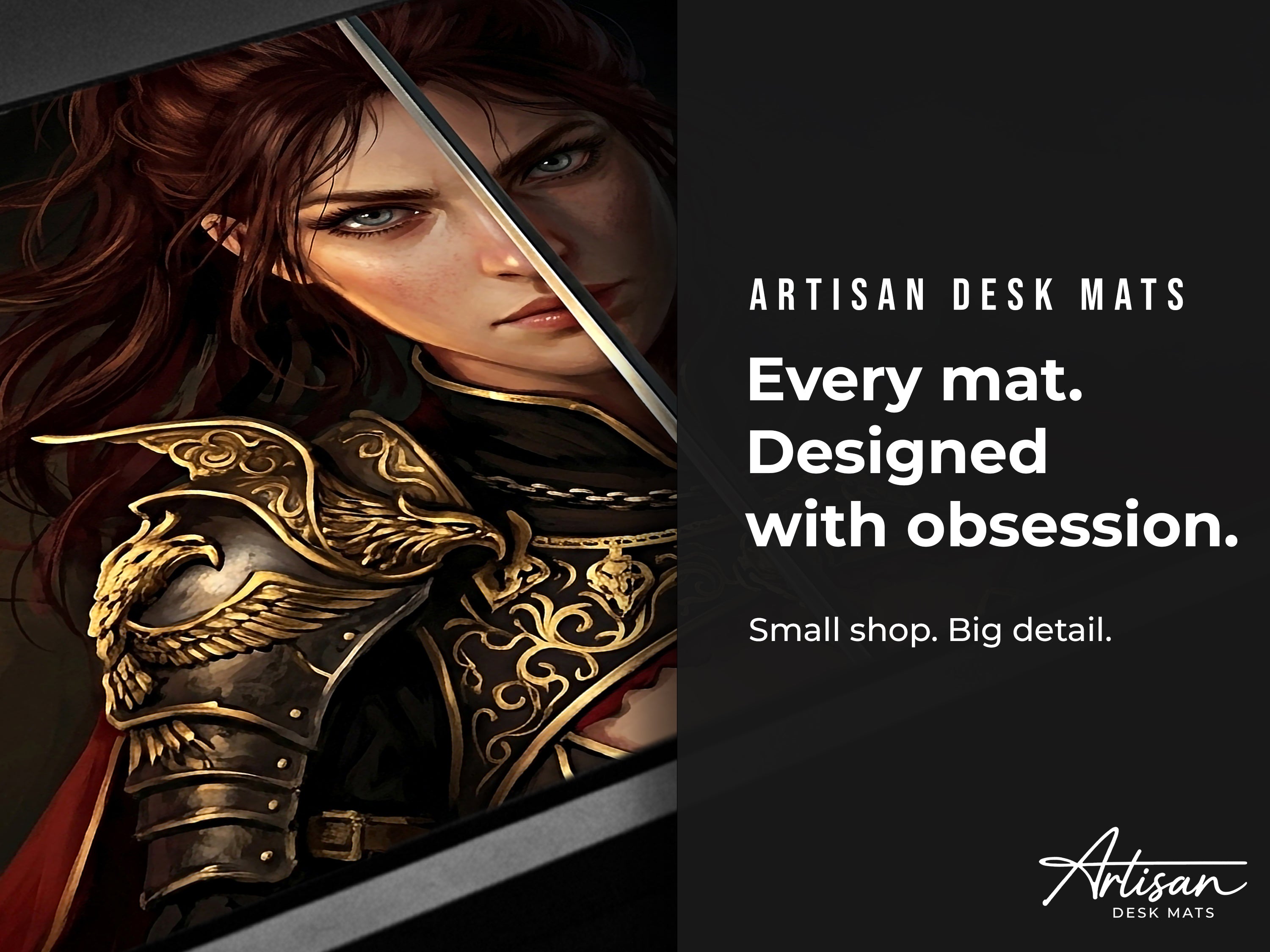 Damiane Desk Mat, Crimson Desert Gaming Mousepad XL Neoprene, Dark Fantasy Rapier Duelist
