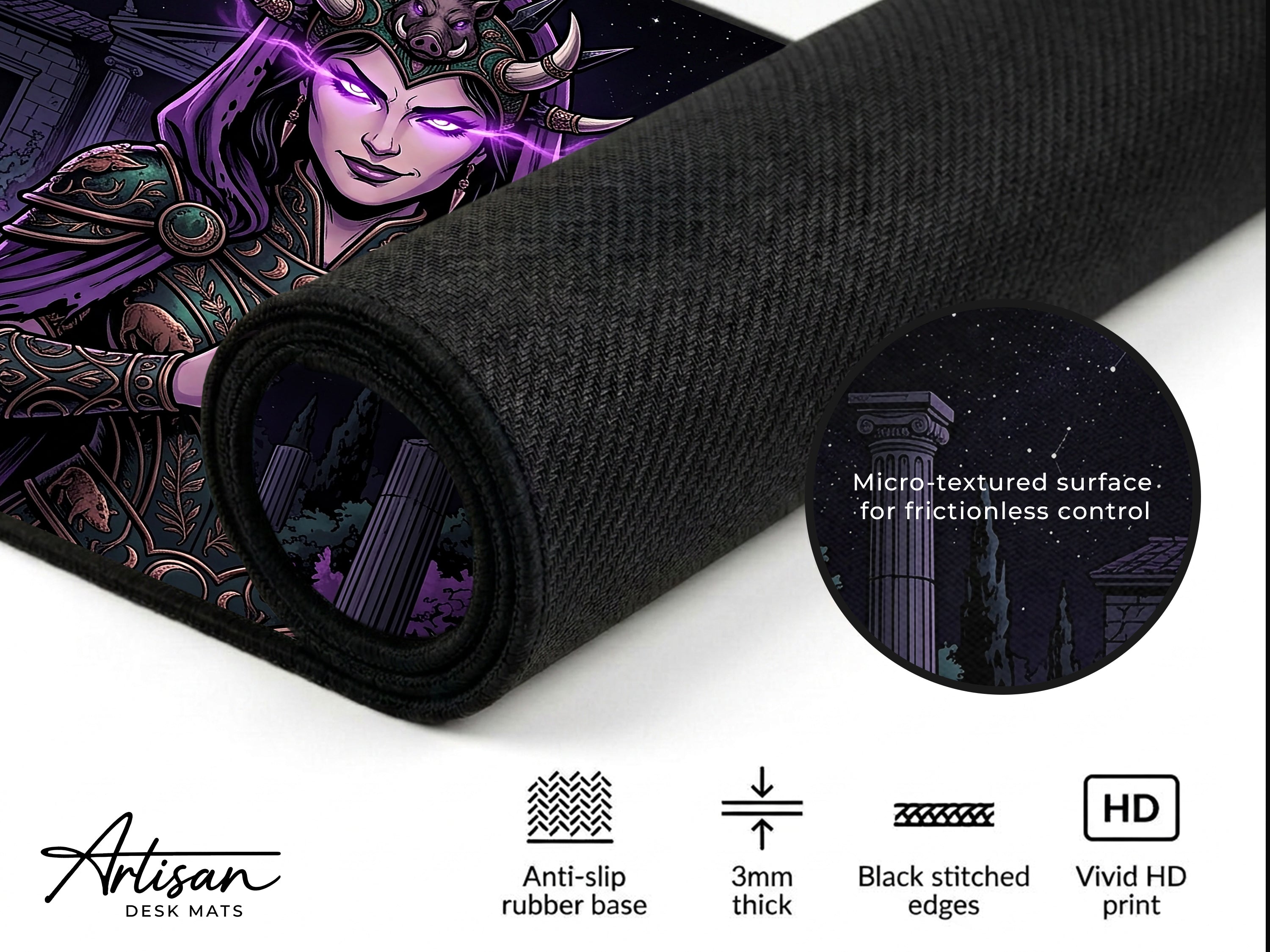Circe Desk Mat, Greek Sorceress Mythology Mousepad, XL Neoprene Dark Fantasy