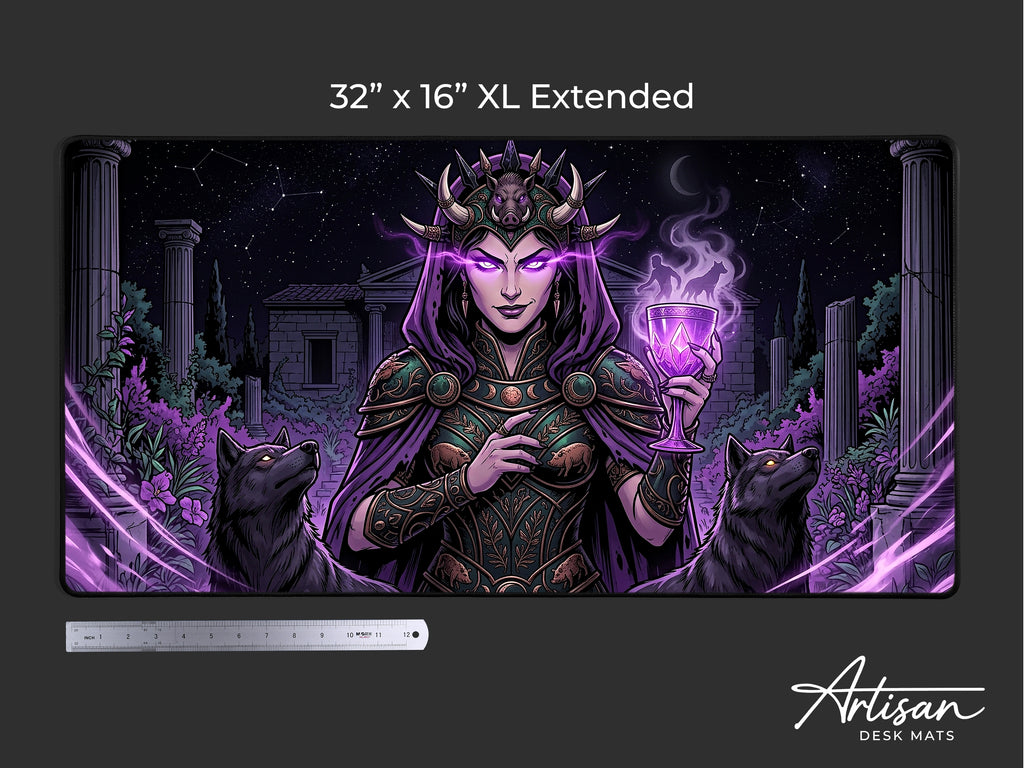 Circe Desk Mat, Greek Sorceress Mythology Mousepad, XL Neoprene Dark Fantasy