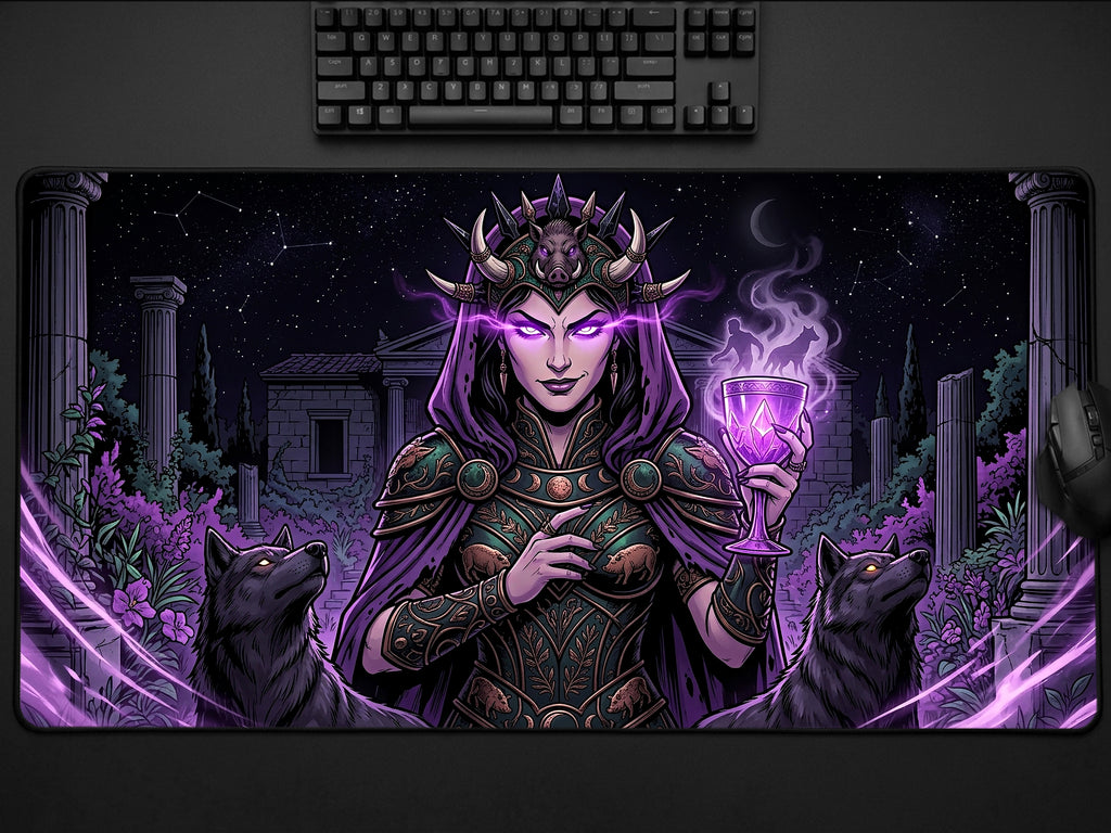 Circe Desk Mat, Greek Sorceress Mythology Mousepad, XL Neoprene Dark Fantasy