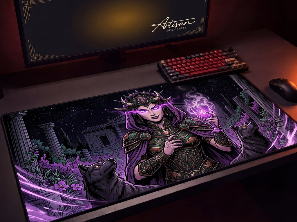 Circe Desk Mat, Greek Sorceress Mythology Mousepad, XL Neoprene Dark Fantasy