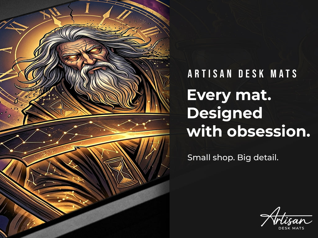 Chronos Desk Mat, Greek Mythology Gaming Mousepad, XL Neoprene Dark Fantasy God of Time