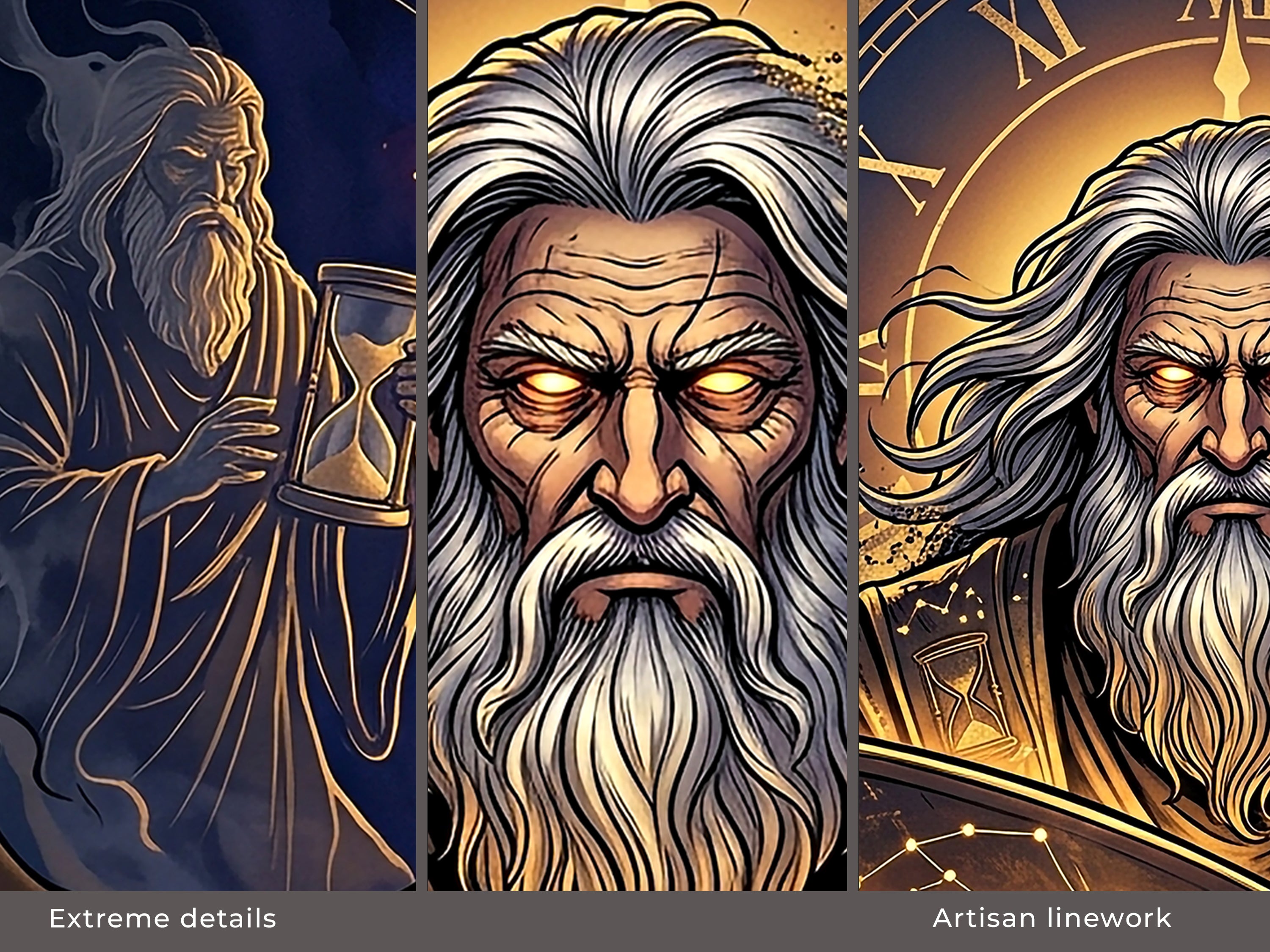 Chronos Desk Mat, Greek Mythology Gaming Mousepad, XL Neoprene Dark Fantasy God of Time