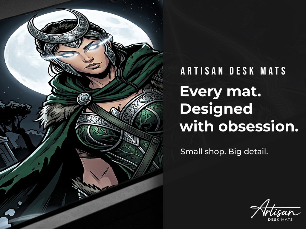 Artemis Desk Mat, Greek Goddess Mythology Mousepad, XL Neoprene Dark Fantasy