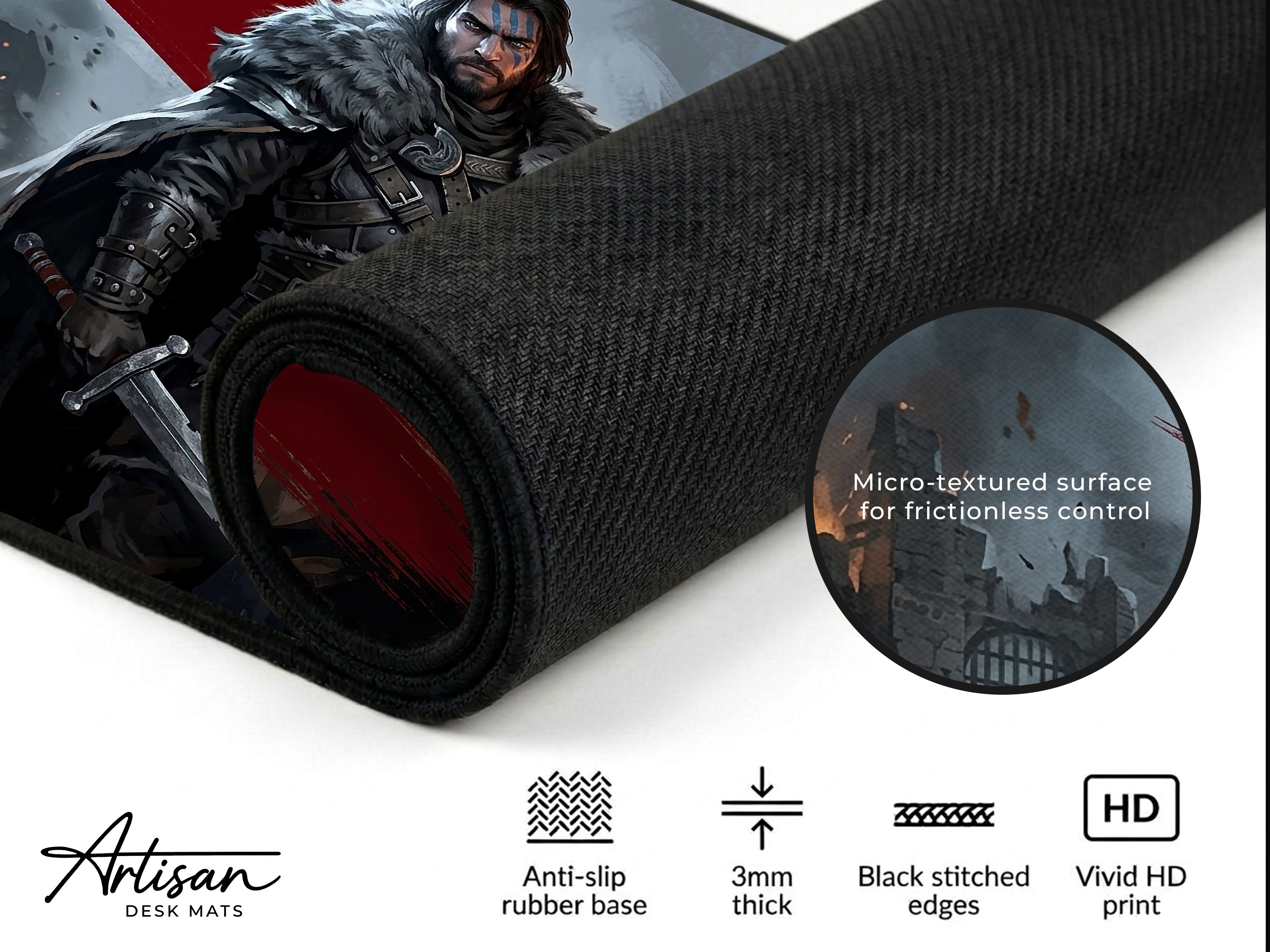 Crimson Desert Kliff Desk Mat, XL Neoprene Gaming Mousepad, Dark Fantasy Action RPG Game