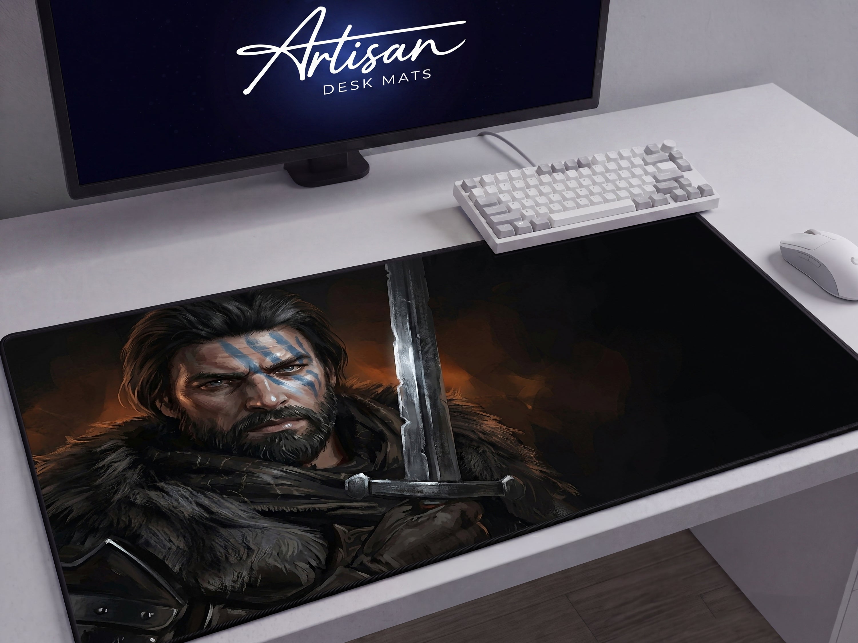 Kliff Desk Mat, Action RPG Gaming Mousepad XL Neoprene, Crimson Desert Dark Fantasy Art