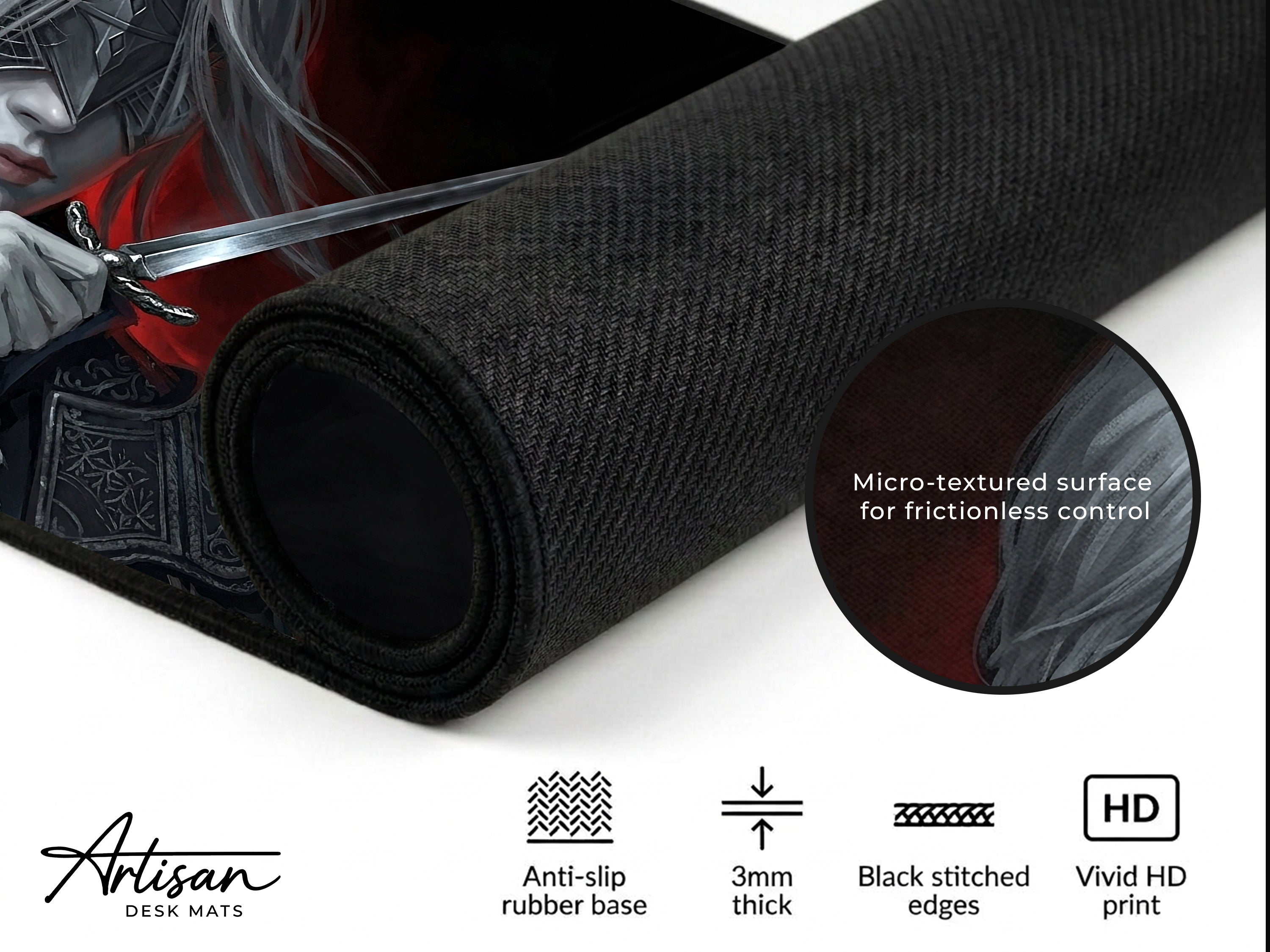 Duchess Desk Mat, Elden Ring Gaming Mousepad XL Neoprene, Nightreign Dark Fantasy Assassin Art