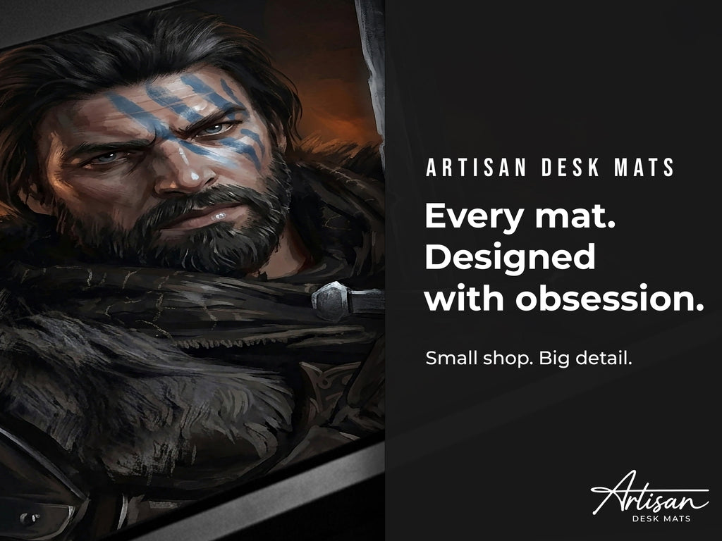 Kliff Desk Mat, Crimson Desert Gaming Mousepad XL Neoprene, Blood and Vengeance Dark Fantasy